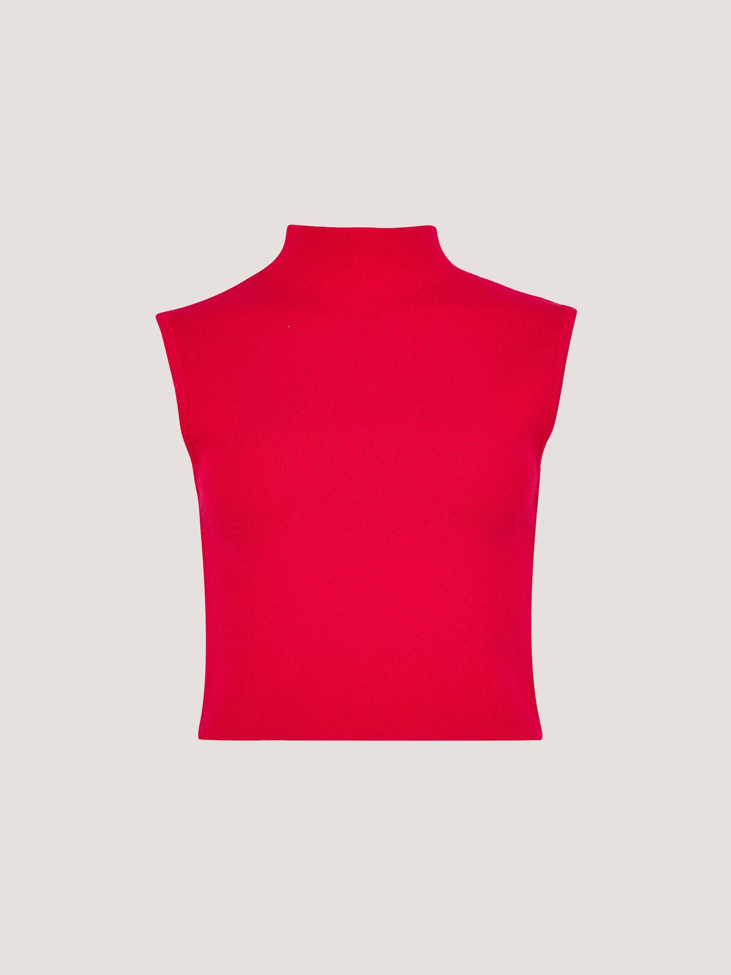 Apricot Crop-Top Hochgeschlossenes Strick-Crop-Top in unifarben – Bild 5 von 5