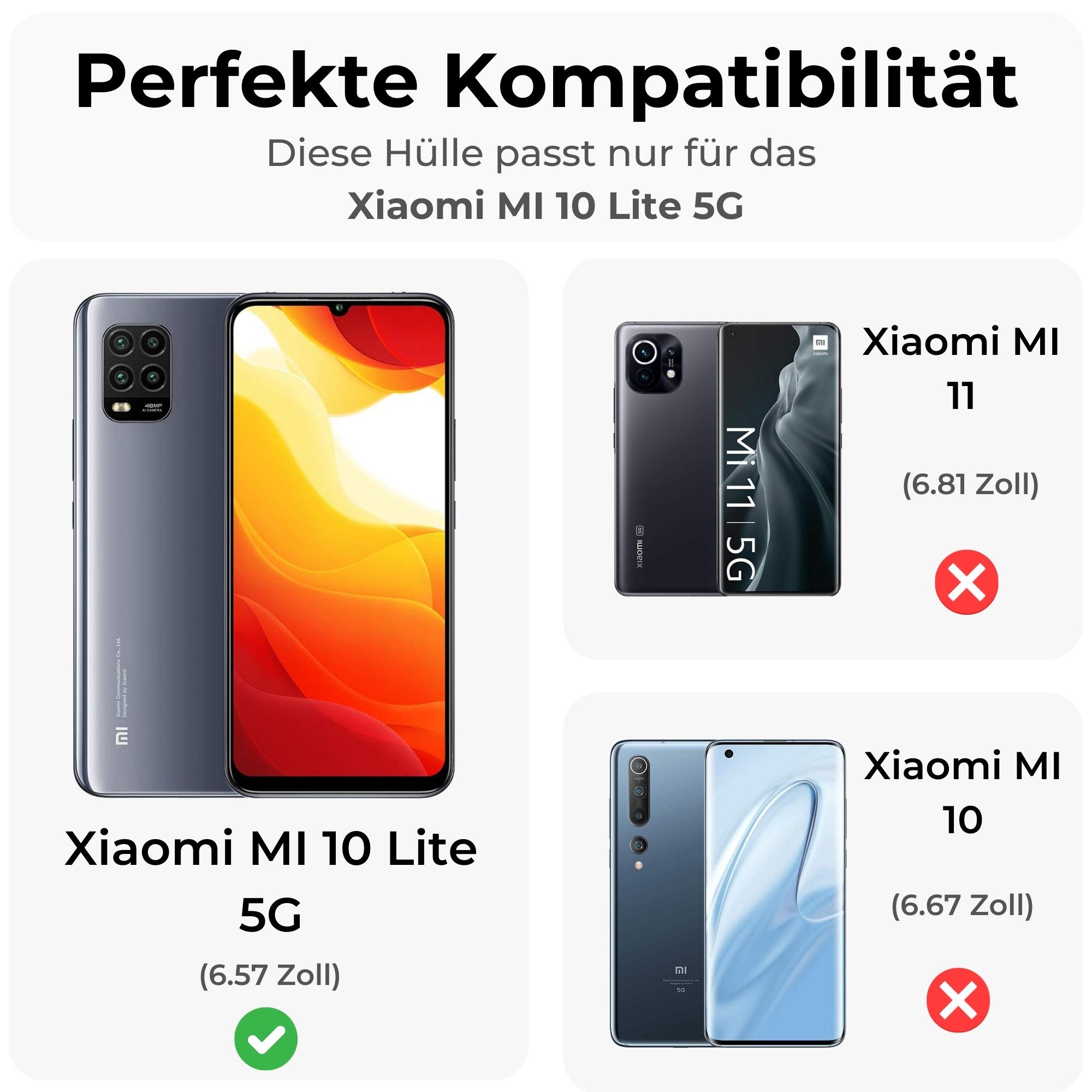 betterfon Handyhülle für Xiaomi Hülle mit [Standfunktion][Kartenfächern], Bookstyle-Hülle: Magnetverschluss 3 Kartenfächer & Standfunktion