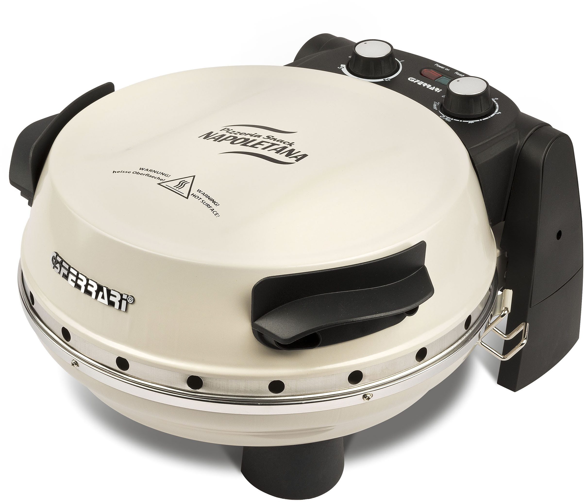 G3 Ferrari Pizzaofen G1003217 Napoletana creme inkl. 2-ten oberen Pizzastein, zum Überbacken bis 400 °C für echte Steinofenpizza - Limited Edition