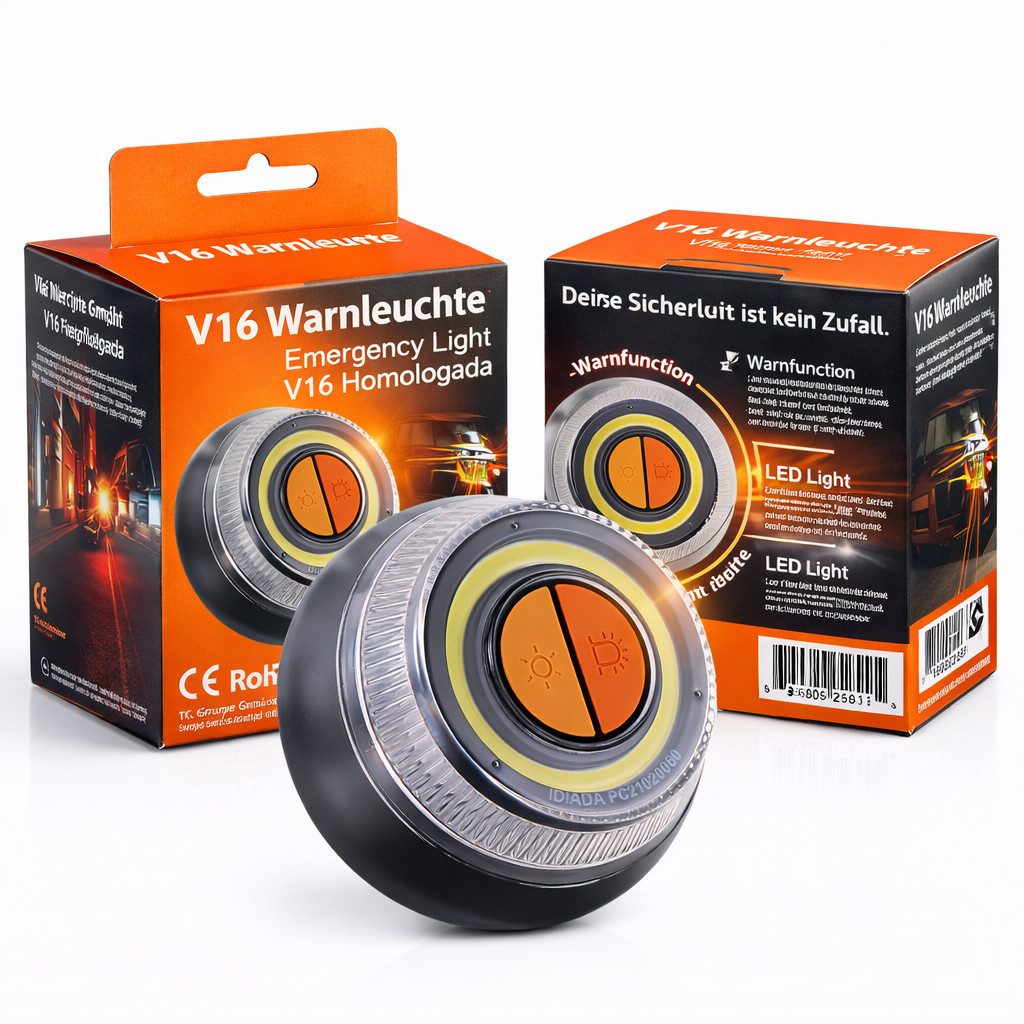 TK Gruppe Warndreieck Warnleuchte V16 EU IDADA 21020060 zugelassenes Notlicht & Warndreieck