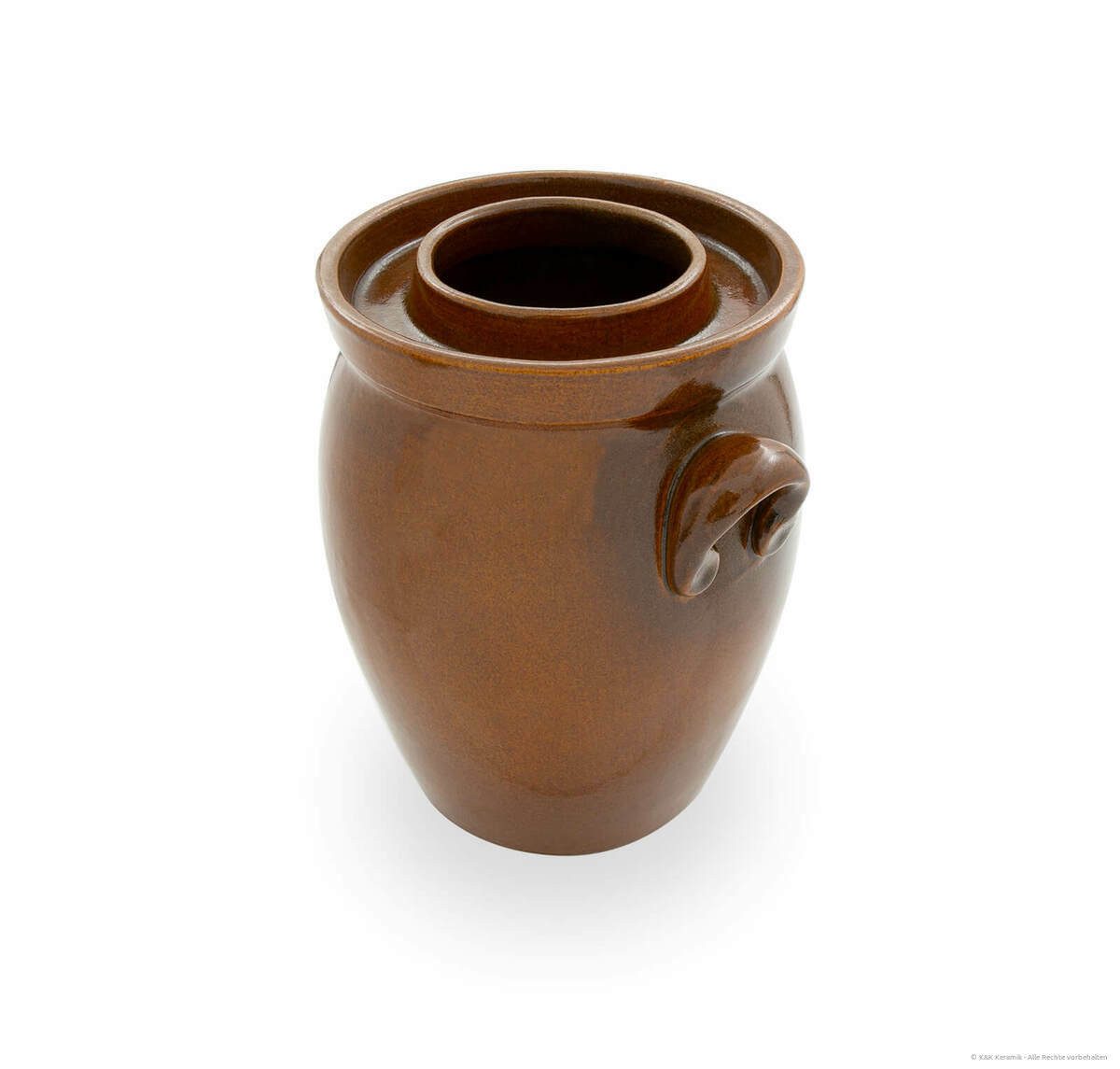 KERAZO Fermentationsglas KERAZO 7L Gärtopf Sauerkrauttopf Gurkentopf Rumtopf inkl. Deckel+Stein, Keramik, Mit Wasserrinne, robuste Keramik, lebensmittelecht, fü – Bild 3 von 5