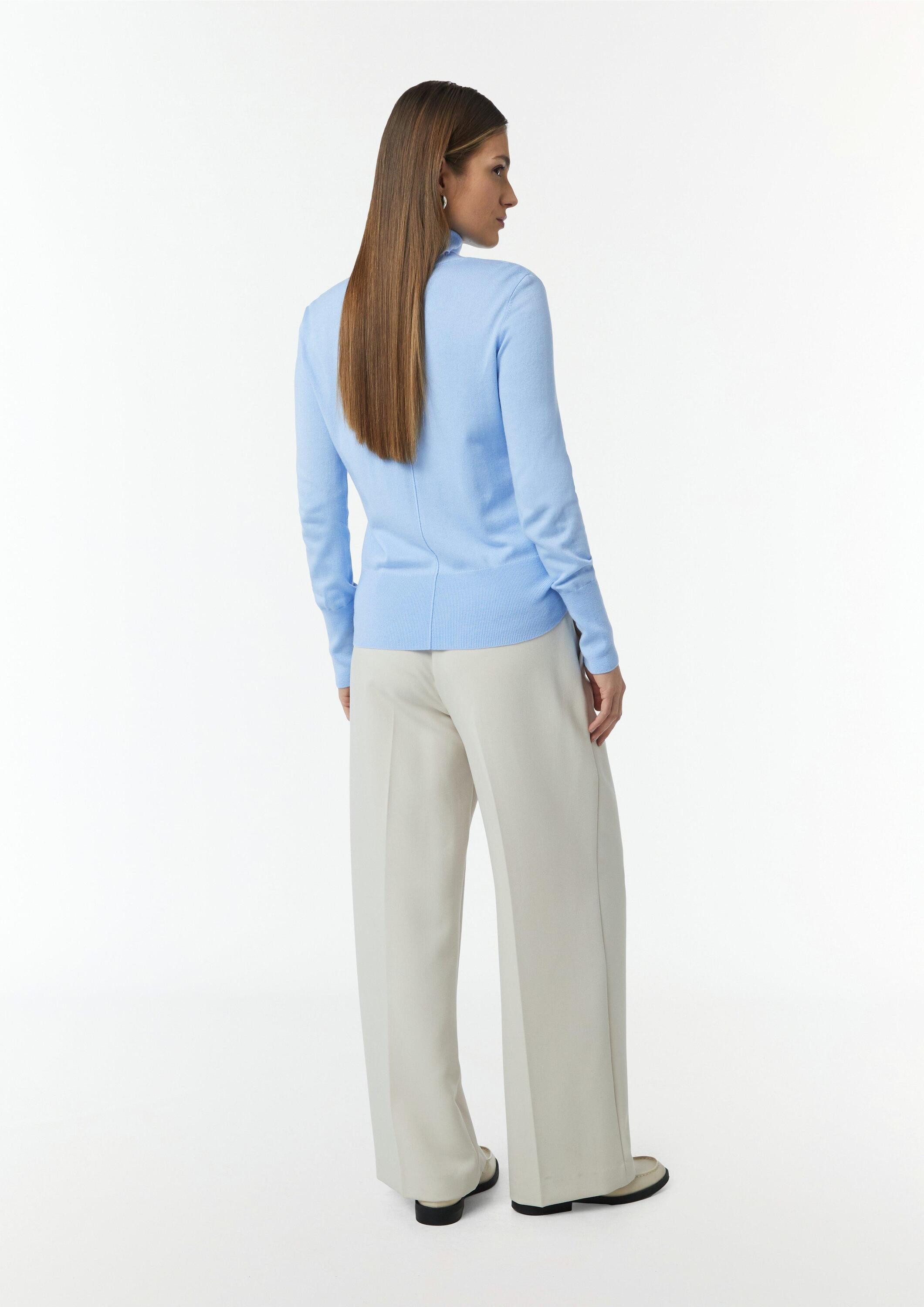 comma Longpullover Strickpullover Pullover mit Turtleneck und Ziernaht
