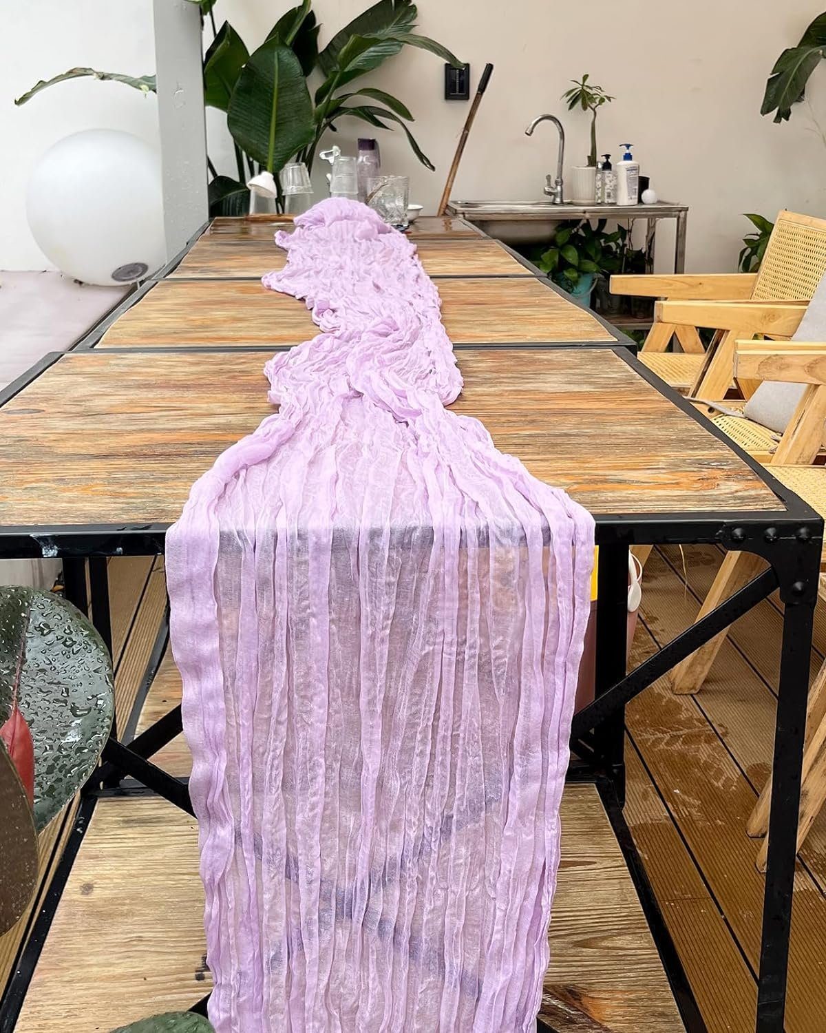 FELIXLEO Tischläufer Tischläufer violetter Tischdecke Dekorationen für Hochzeit Gaze Boho