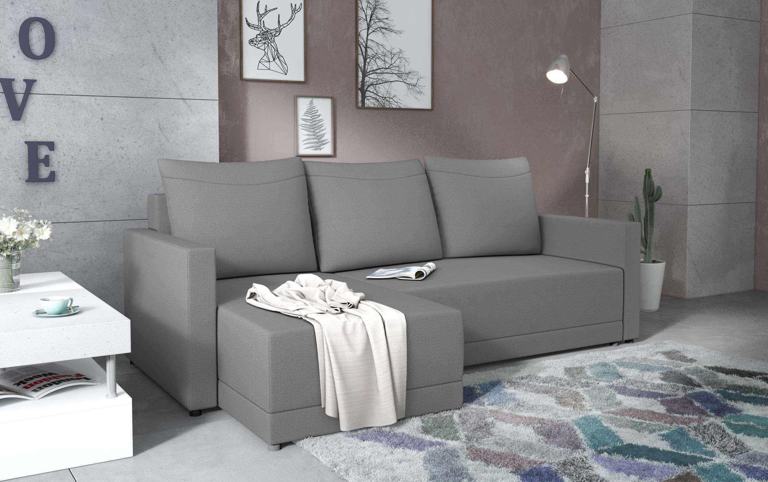 99rooms Ecksofa Tanita, L-Form, Eckcouch, mit Bettfunktion, Bettkasten, Ottomane links oder rechts bestellbar