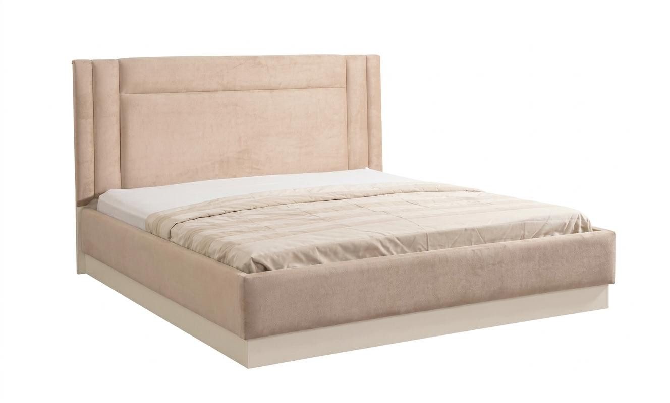 JVmoebel Polsterbett Beiges großes Bett mit Kopfteil modern Hochwertige Betten, Made in Europa