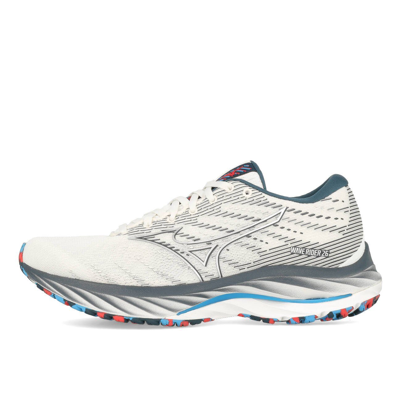 Mizuno Mizuno Wave Rider 26 Damen White Silver Ibiza Blue Langlaufschuhe