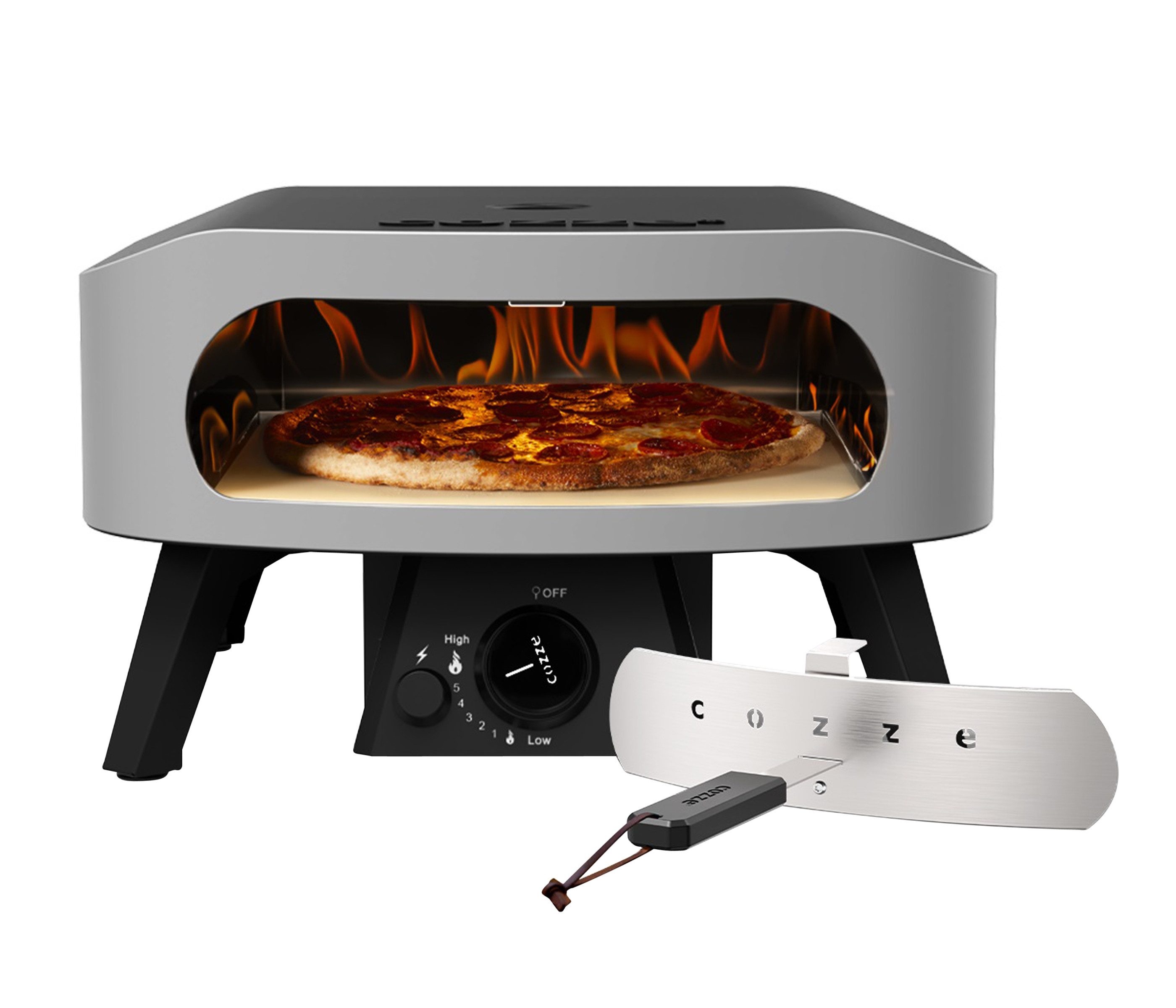 COZZE Pizzaofen Gas-Pizzaofen Classic 13", Backtemperatur bis 450°C, tragbar, inkl. Pizzastein, Grillfläche 34 x 34 cm