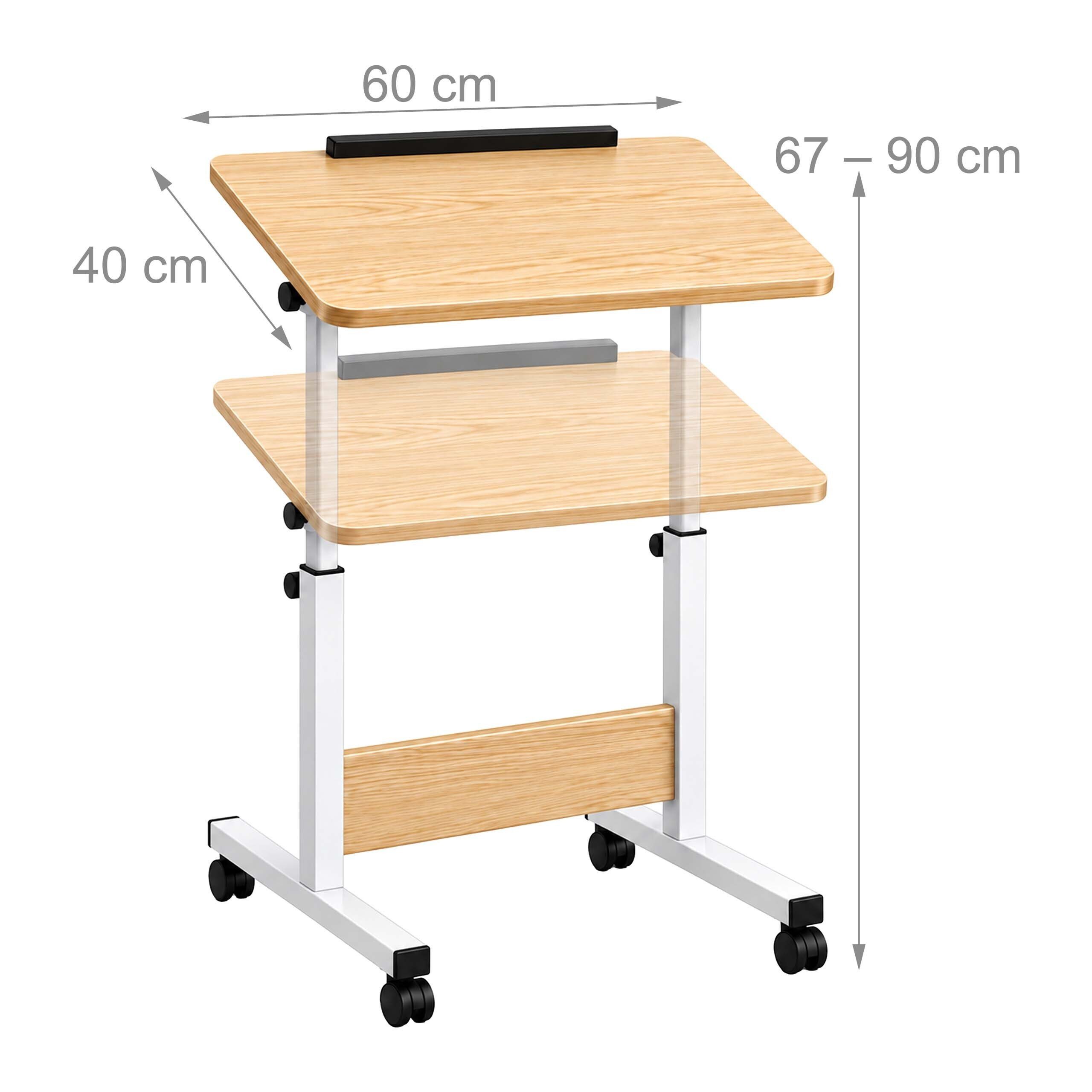 relaxdays Schreibtischaufsatz Laptoptisch höhenverstellbar mit Rollen, (1-St), weiß – Bild 4 von 5