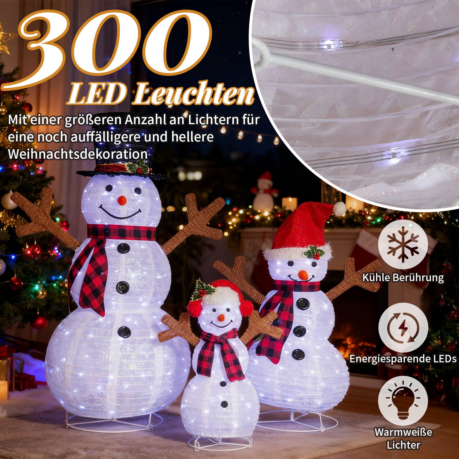 LALAHO Schneemann 3-teiliges LED-Schneemann Weihnachtsfigur, 60/90/120cm mi günstig online kaufen