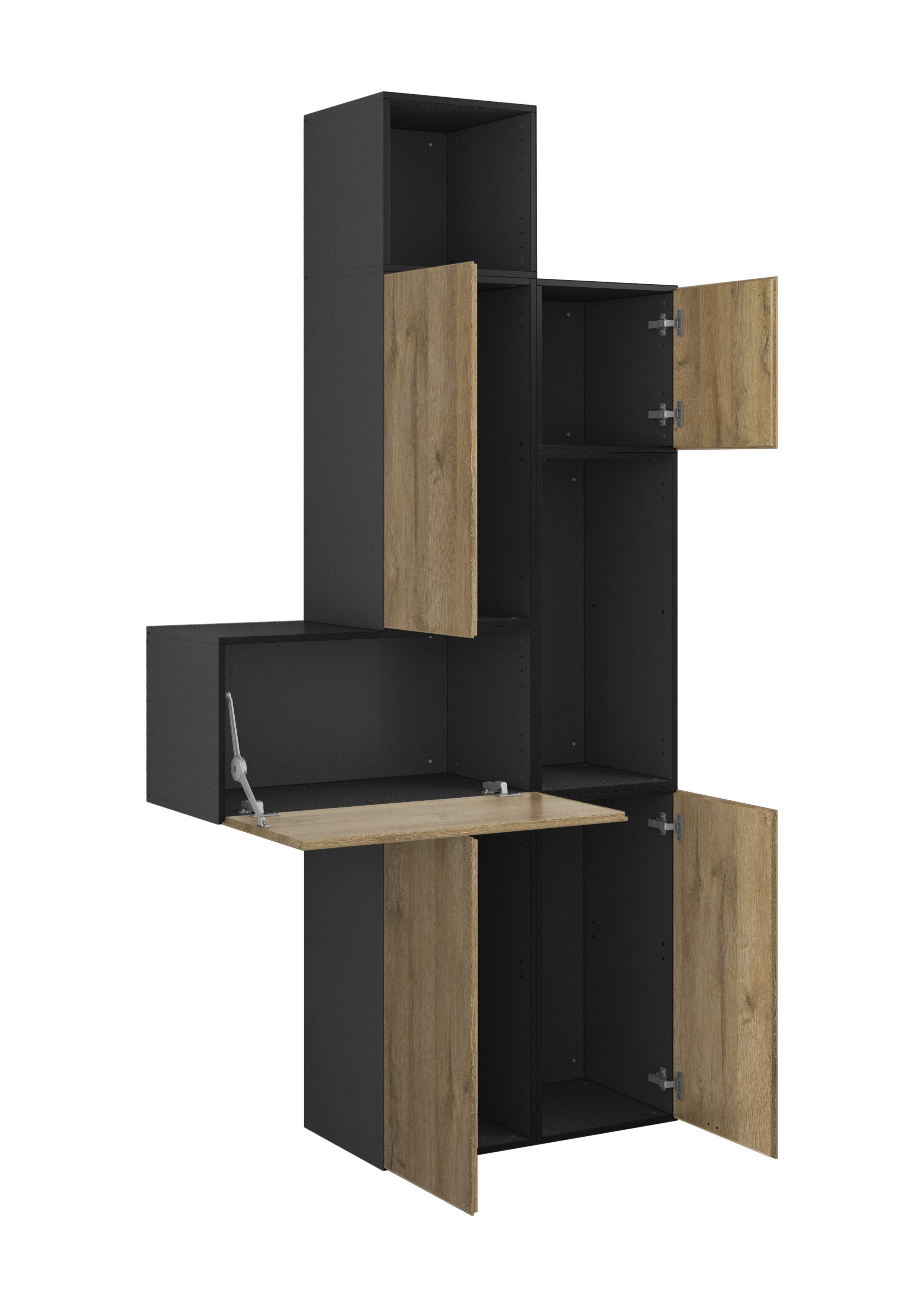BMG Möbel Schrank-Set Modul+, (7 tlg. 114 x 228 x 38 cm), Wohnzimmerschrank Set mit Soft-Close, Made in Germany