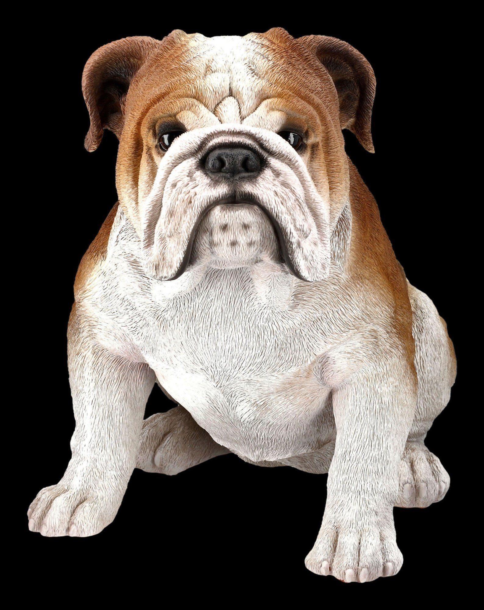 Figuren Shop GmbH Tierfigur Bulldoggen Figur sitzend - Dekoration Tierdeko Hunde Dekofigur