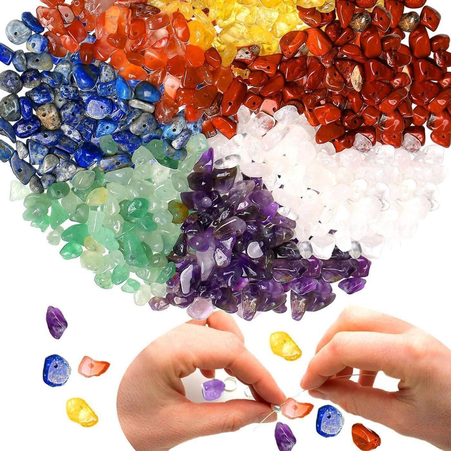 LuxusKollektion Bastelperlen 7 Chakra Kristall Perlen Set - Natürliche Edelsteine Crafting Kit, (400-tlg)