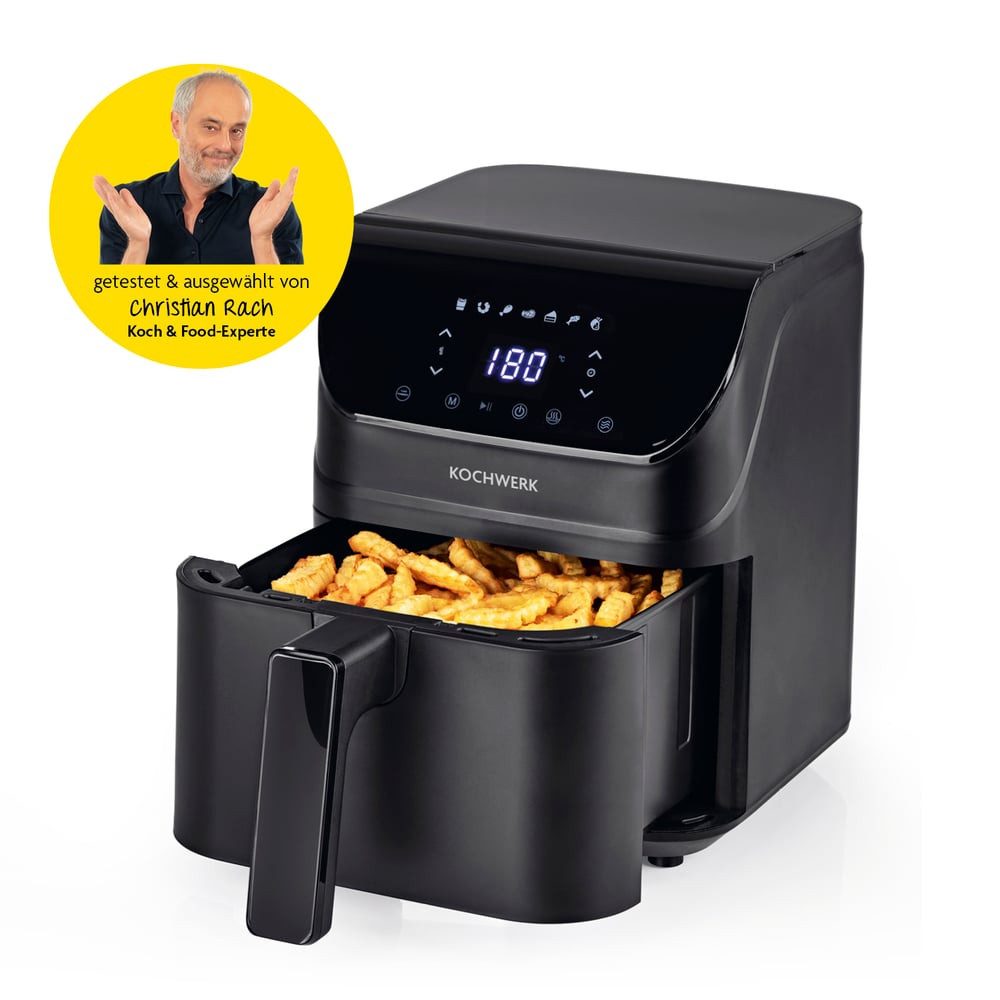 Rachs KOCHWERK Heißluftfritteuse 4L digitaler Airfryer mit Timer-Funktion, Erinnerungsfunktion