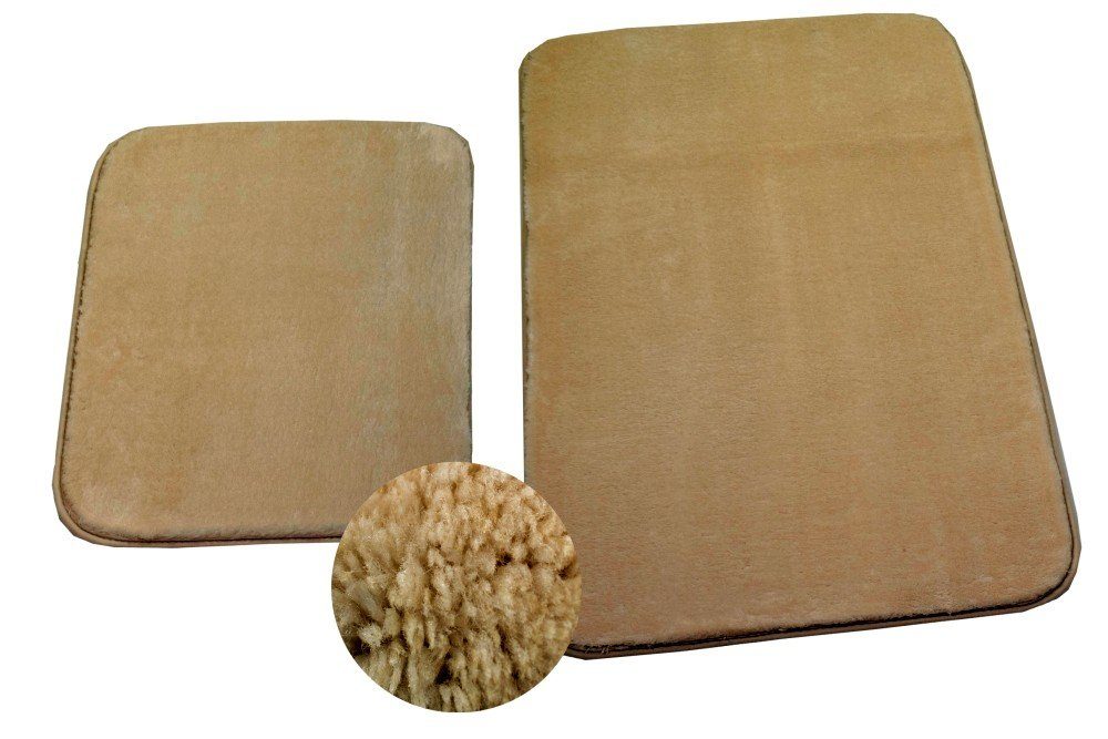 Carpetia Teppich Badematte Badgarnitur Duschvorleger Badteppich waschbar beige, rechteckig, Höhe: 18 mm
