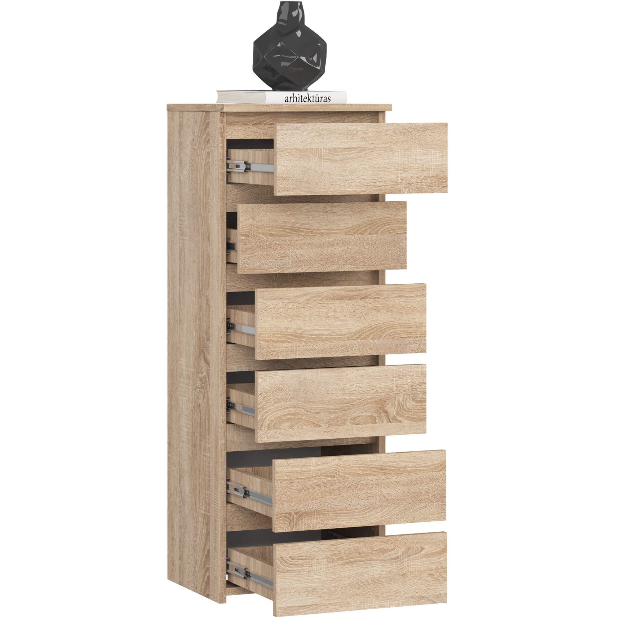 Raumhirsch Furniture Kommode mit 6 Schubladen 40 cm breit Holz Schrank, (viele Farbvarianten - Maße: 109 x 40 x 35 cm) - Hochwertig & stabil
