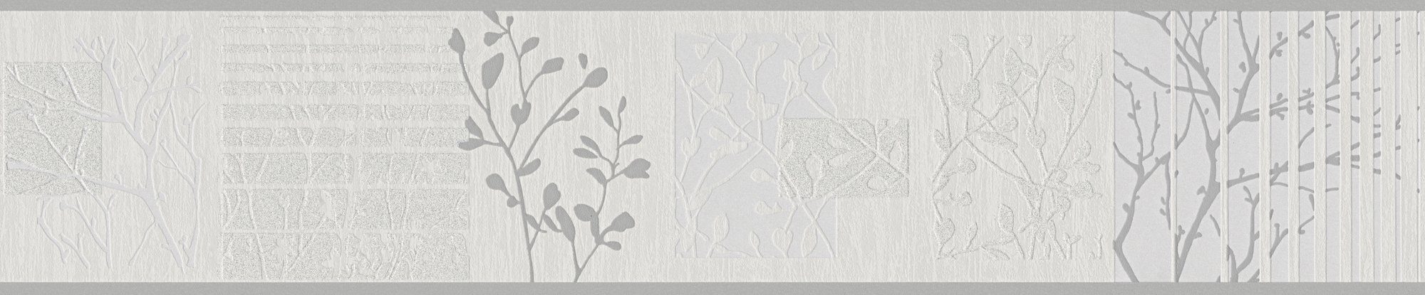 A.S. Création Bordüre Only Borders, aufgeschäumt, Wald, floral, natürlich, Tapete Bordüre Barock mit Ästen Borte Wohnzimmer Flur Design Optik