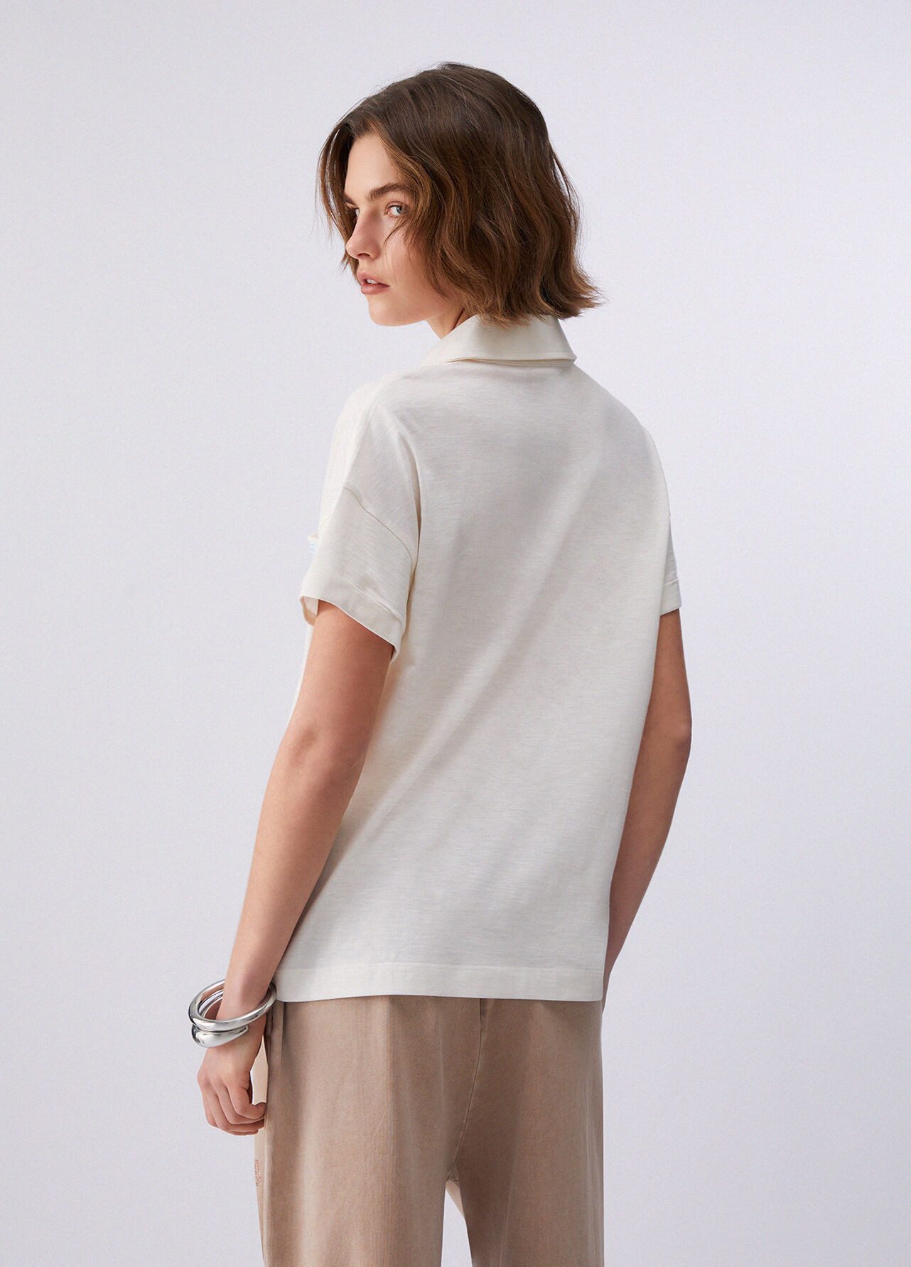 Liu Jo Kurzarmshirt - Poloshirt Damen - Damenshirt - T-Shirt - Shirt mit Strass - weiß