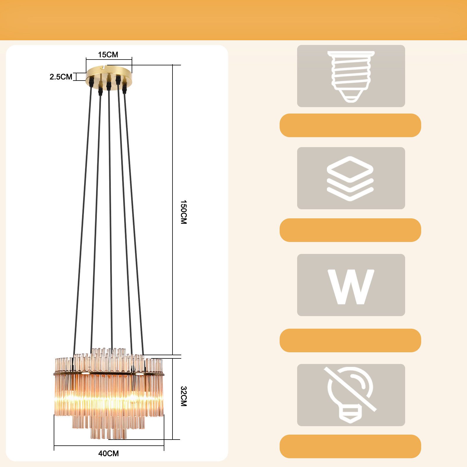 ZMH Pendelleuchte Esstisch Hängelampe 2/3/5 Flammig mit Glas & Metall E27, ohne Leuchtmittel, moderne Pendelleuchte höhenverstellbar für Esszimmer Bar, Hotel