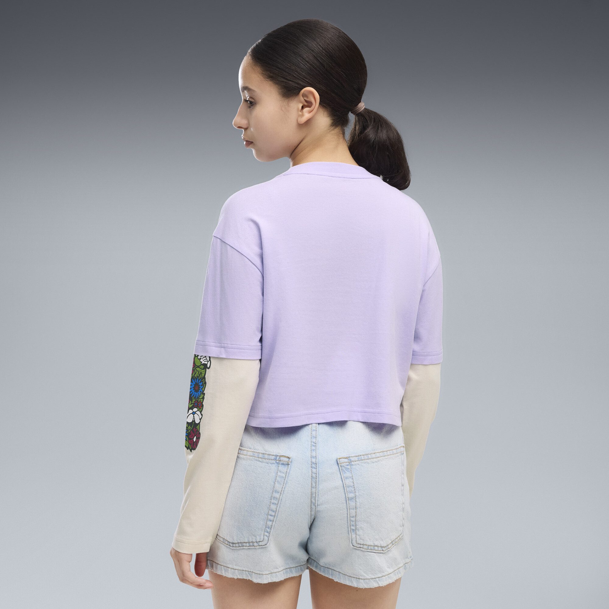 PUMA T-Shirt MID 90s Relaxed Layered Cropped Langarmshirt Mädchen – Bild 3 von 5