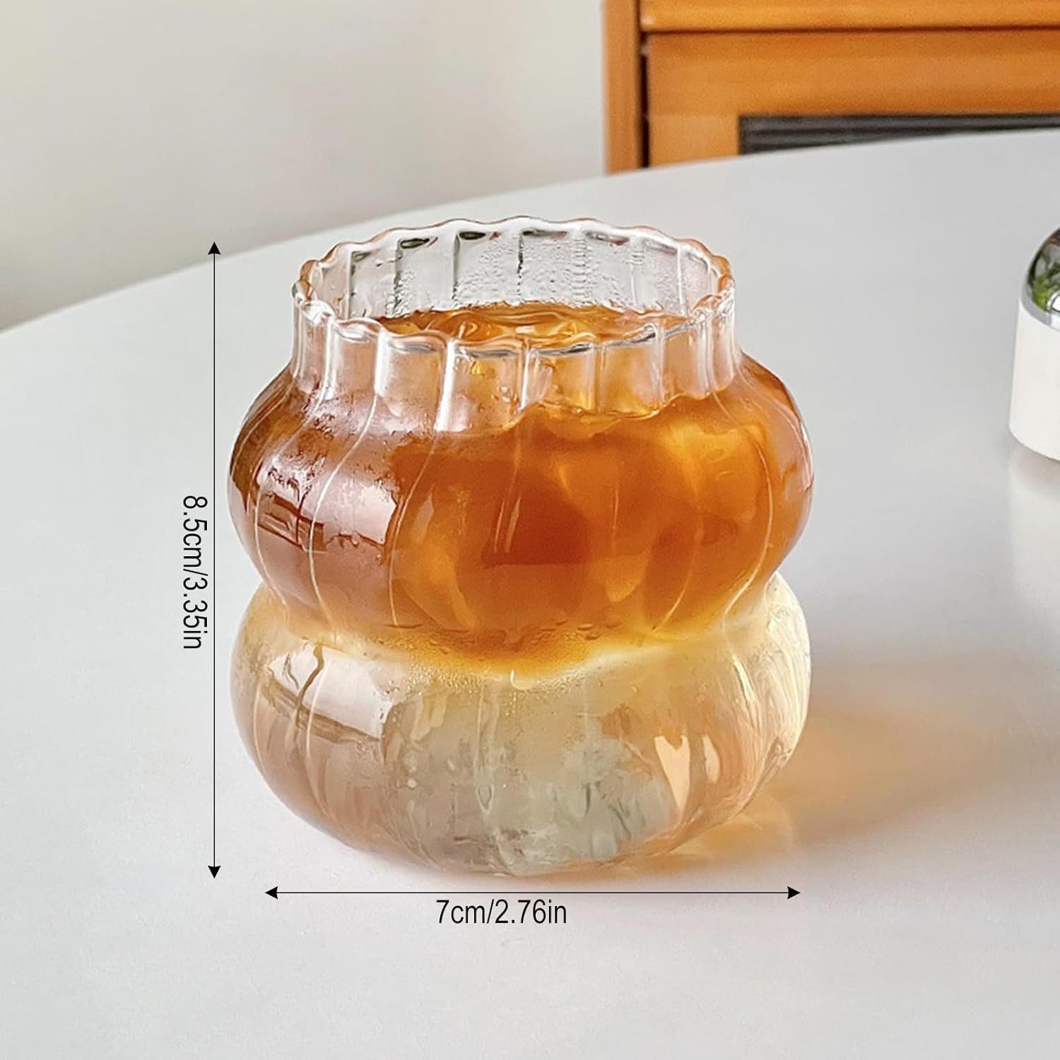 LA CUTE Glas Vintage Glasbecher Set 3 Größen 410–650 ml Strohhalmen Borosilikatglas, 6-tlg., Borosilikatglas, Hitzebeständig, leicht, transparent, inklusive pas – Bild 4 von 5