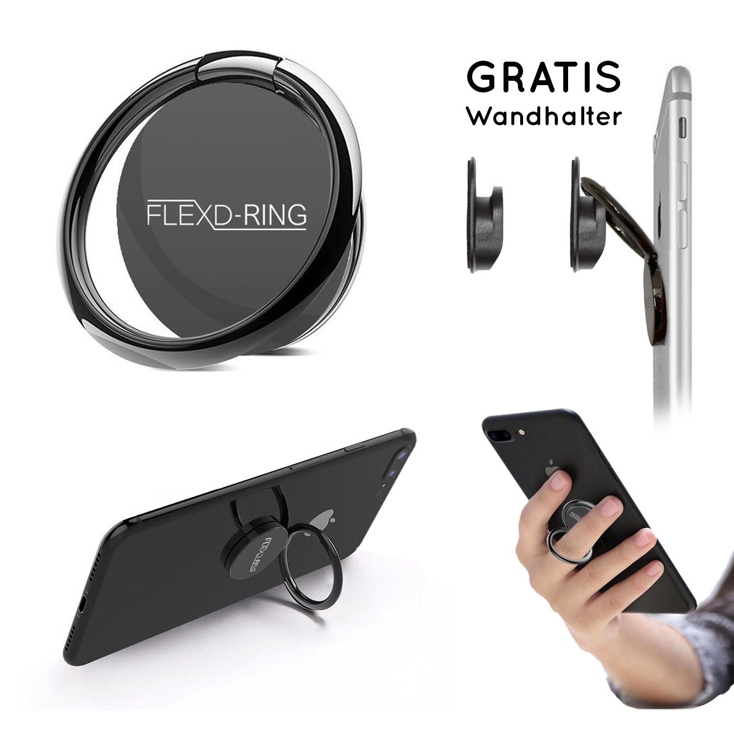 FLEXD-X »FLEXD-RING« Smartphone-Halterung, (Handy Ständer Smartphone Ring  Halterung inkl. 2X Wandhalterung FLEXD-Ring) online kaufen | OTTO