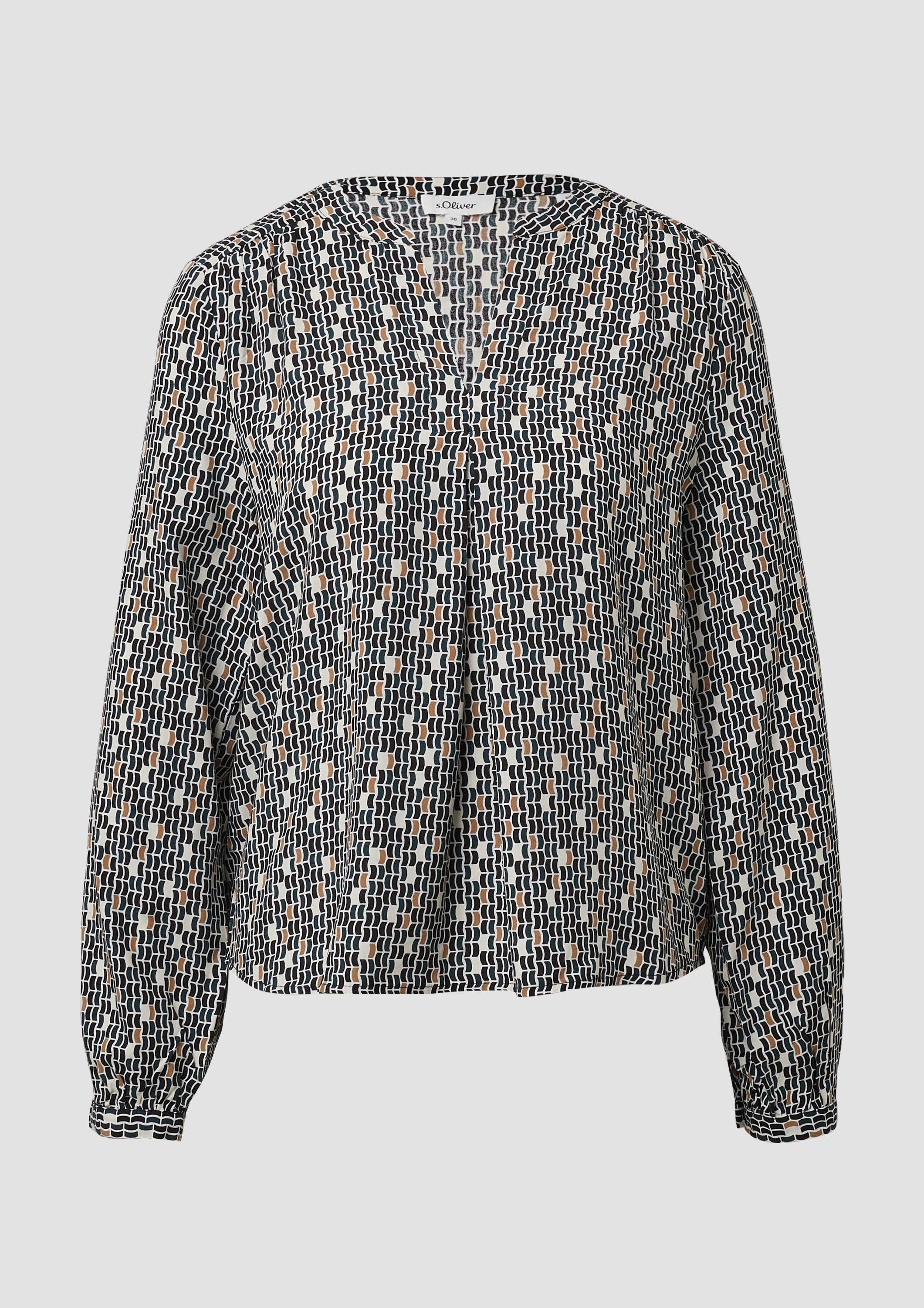 s.Oliver Langarmbluse Bluse Bluse aus Viskose mit All-over-Print