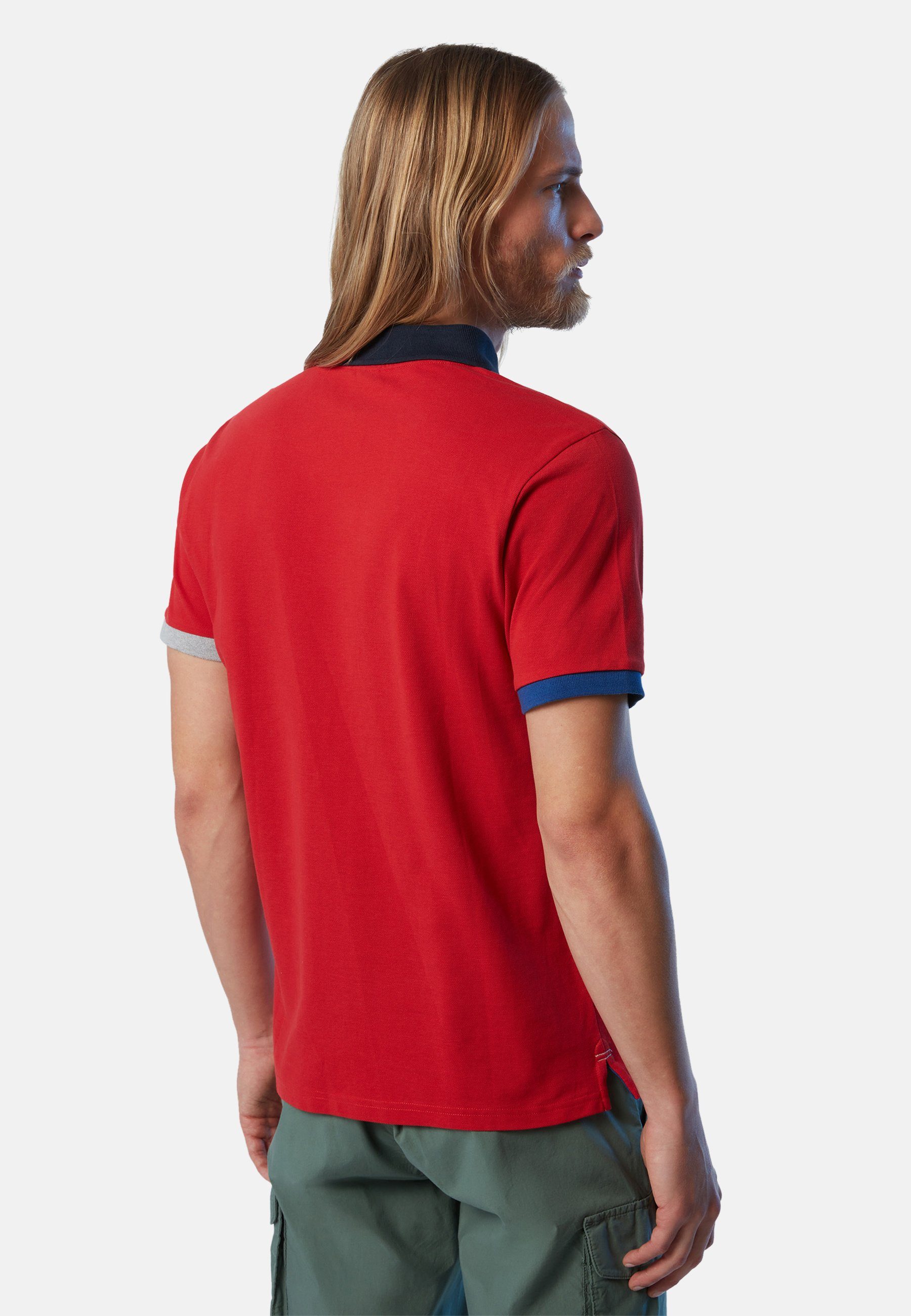 klassischem Design Bio-Baumwolle RED Poloshirt mit DARK Sails North aus Poloshirt