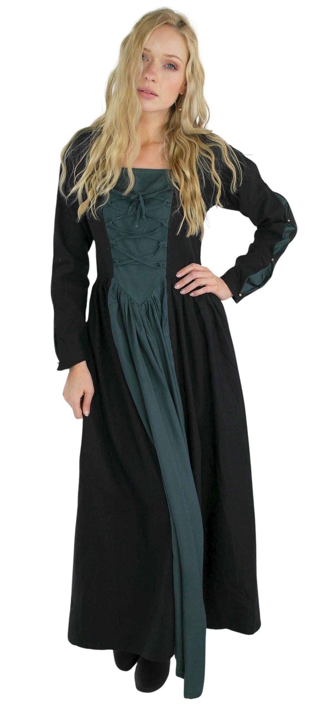 Leonardo Carbone Burgfräulein-Kostüm Mittelalterkleid "Medusa" mit Schnürung, quadratischer Ausschnitt, dekorative Knöpfe