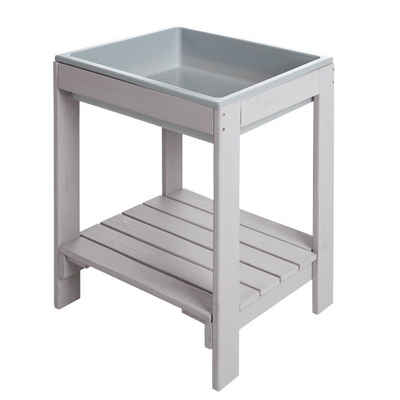 roba® Spieltisch Tiny, wetterfester Massivholz Sand- & Matschtisch, grau lasiert