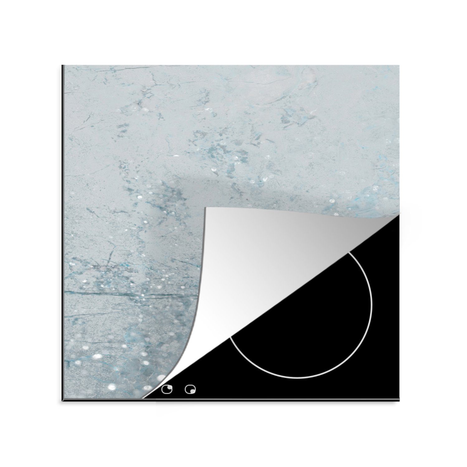 MuchoWow Herdblende-/Abdeckplatte Marmor Ceranfeldabdeckung, Blau Arbeitsplatte für - Vinyl, tlg), (1 küche cm, - 78x78 Glitter