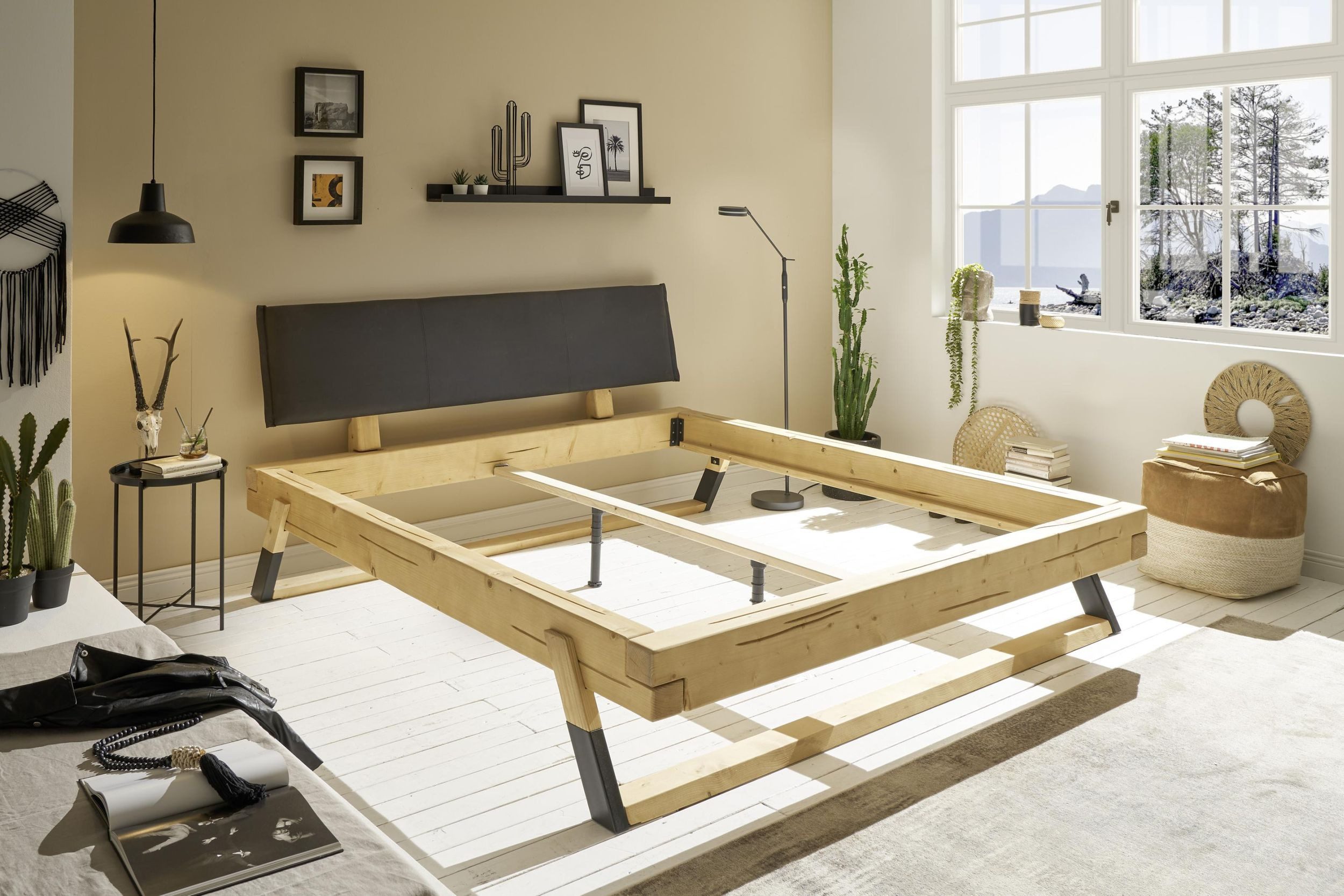 Schlafkontor Massivholzbett Balkenbett Doppelbett LOBIA Massivholzbett Fichte geölt 180 x 200