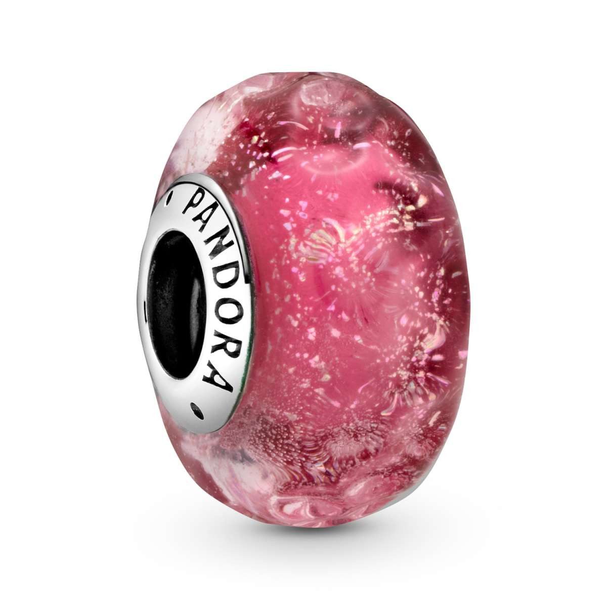 Pandora Bead 798872C00, Silber Welliges Pink Muranoglas