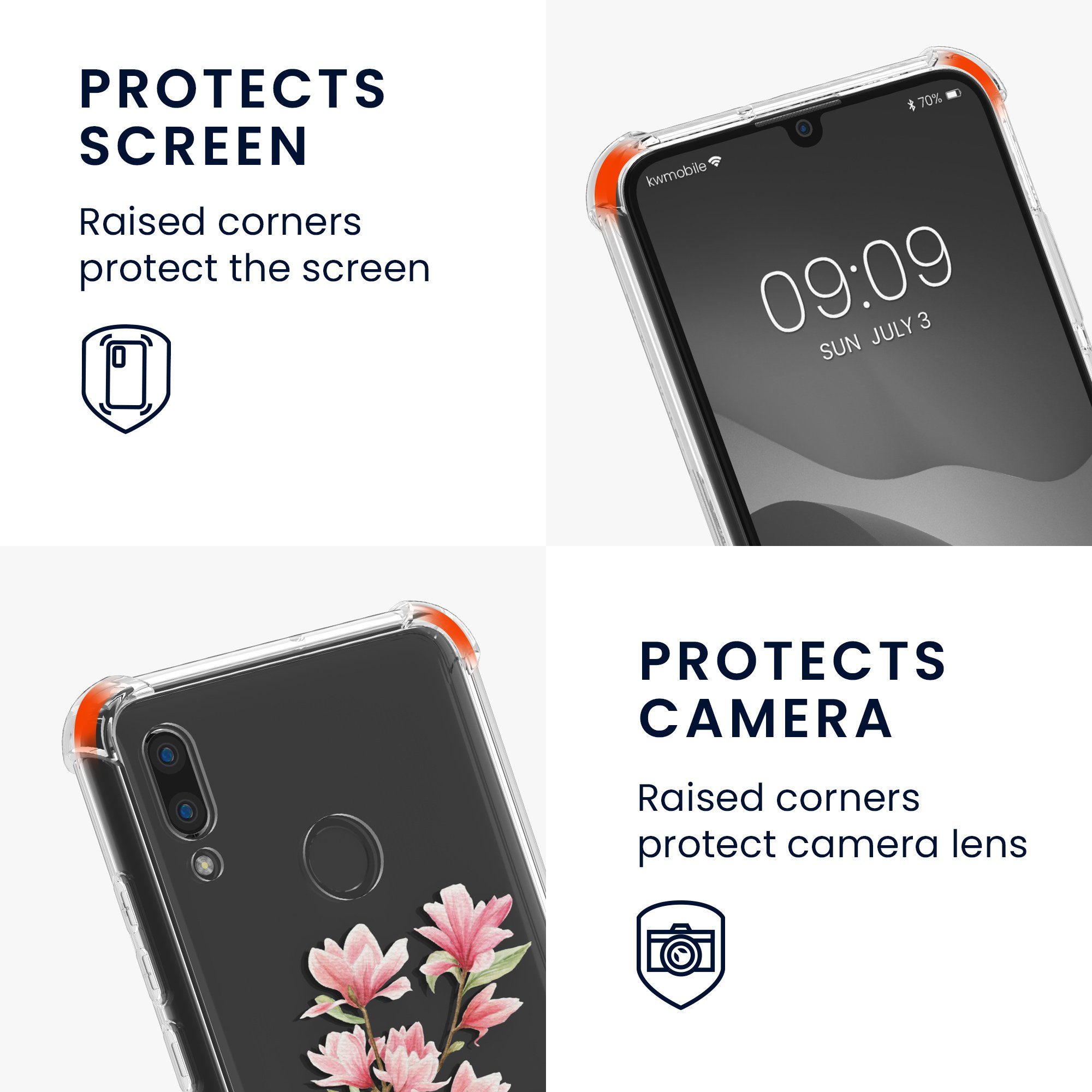 kwmobile Etui Hülle für Huawei P Smart (2019), Silikon Handyhülle mit Kette - Handykette Handyband