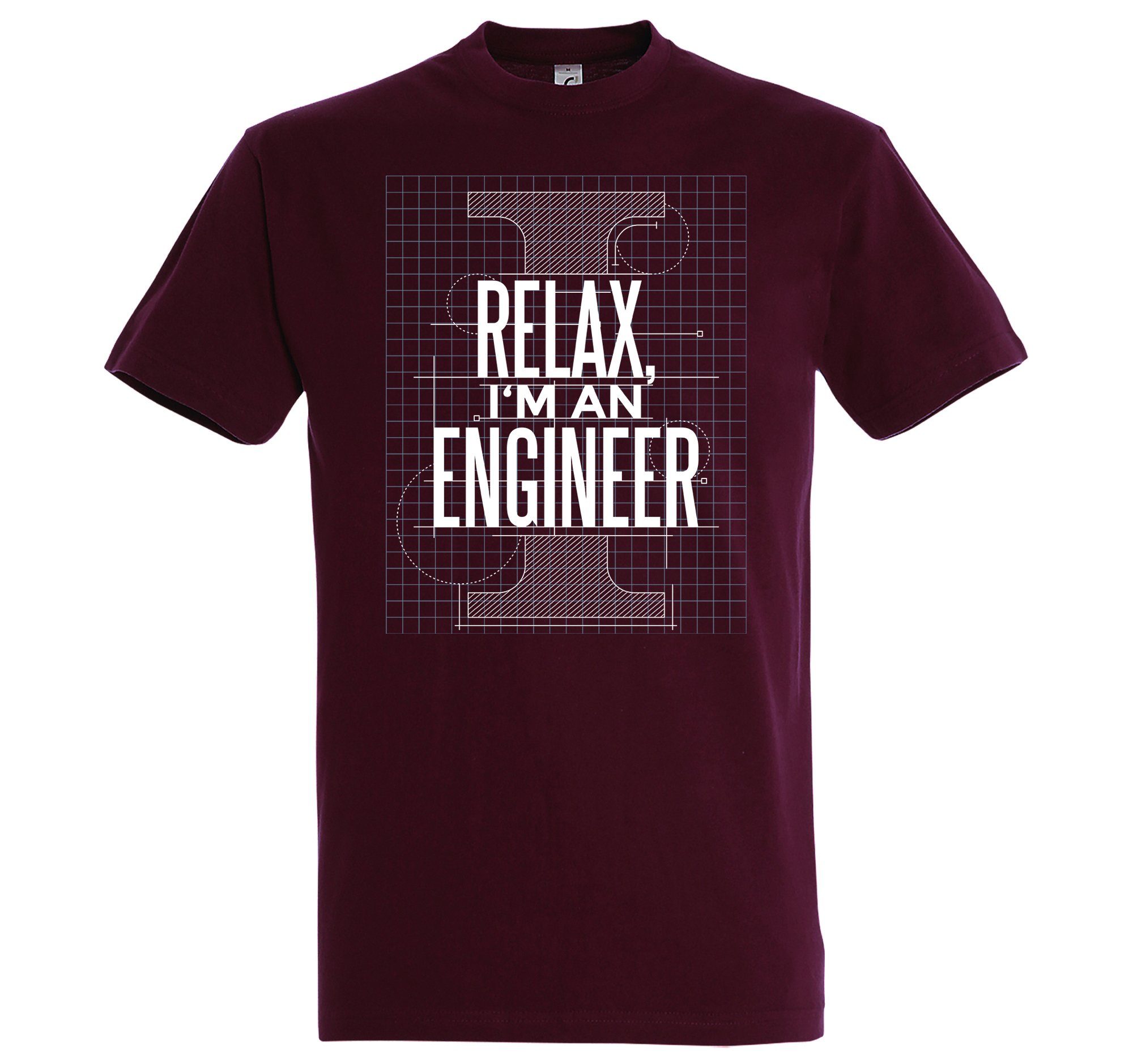 Youth Designz T-Shirt trendigem A Herren Am Engineer" Shirt mit I "Relax, Frontprint Burgund
