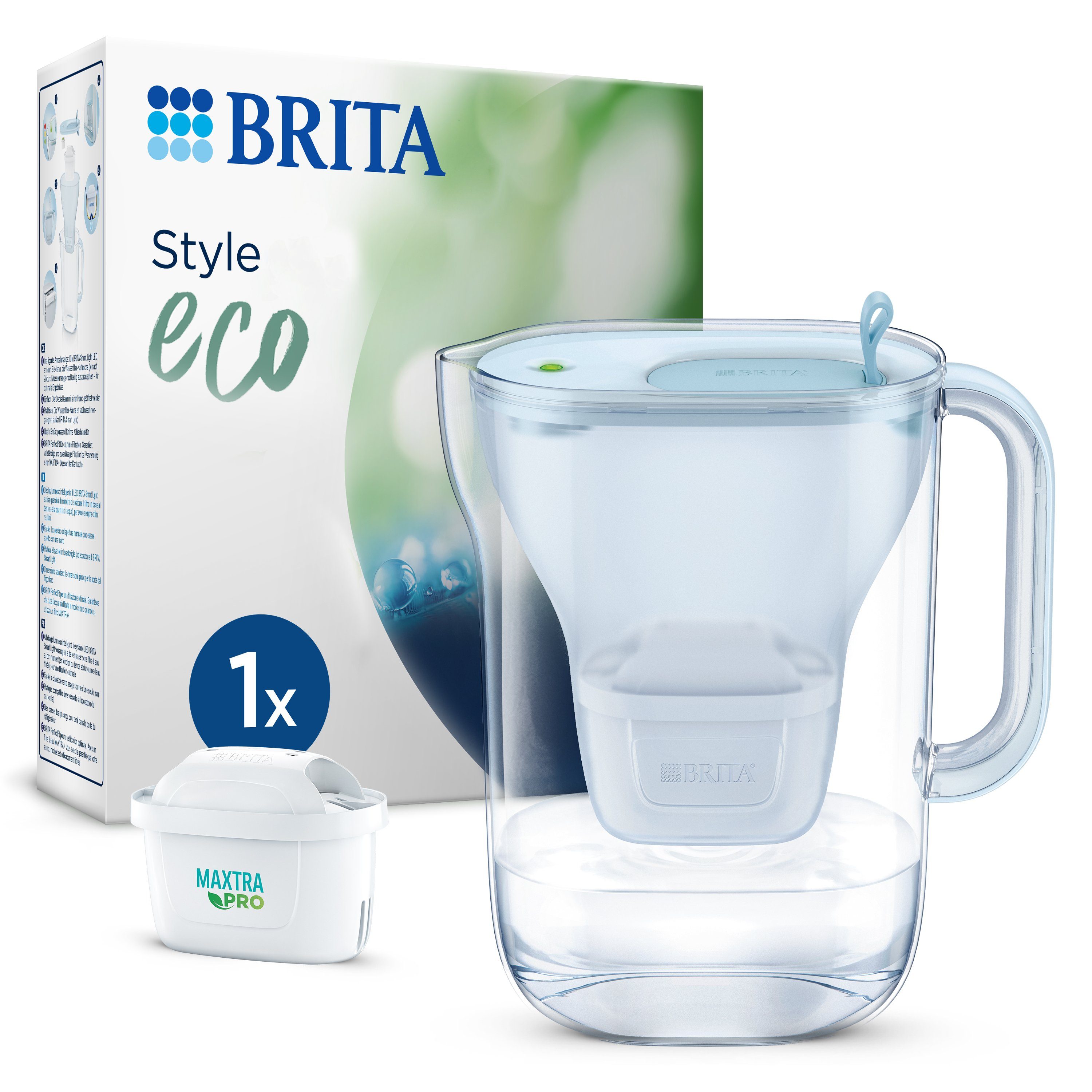 BRITA Wasserfilter Style eco und MAXTRA PRO ALL-IN-1, inkl. 1 MAXTRA PRO  ALL-IN-1 Filterkartusche, Keine Sorge: Die Kanne ist spülmaschinengeeignet  (außer BRITA Smart Light)