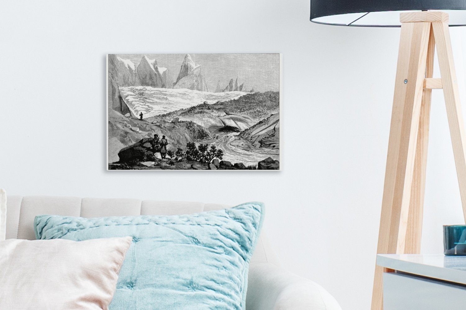 30x20 Illustration Wandbild Wanddeko, des Leinwandbild Aufhängefertig, Eine St), Leinwandbilder, cm OneMillionCanvasses® Himalaya-Gletschers, (1