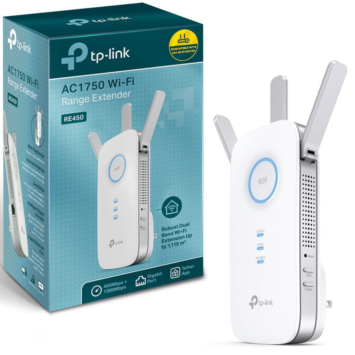 tp-link RE450 WLAN-Repeater, WLAN-Repeater mit 1300 Mbit/s, Dual-Band, externe Antennen