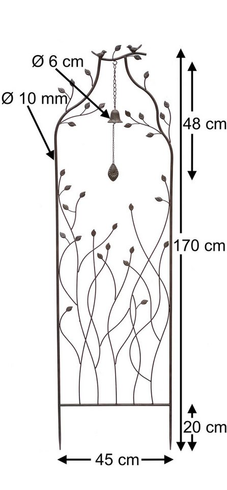 Thumbnail - DanDiBo Rankhilfe Metall mit Glocke Rankgitter 170 cm 93994 Kletterhilfe, Bodenstecker Blumenhalter Ranksäule