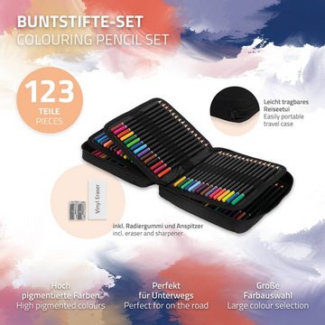ECD Germany Malstift Buntstifte Set Malstifte Farbstifte Zeichnen Ausmalen Zeichenstifte, 120 Farbminen Reißverschlussetui Malstifte Farbstifte Zeichnen