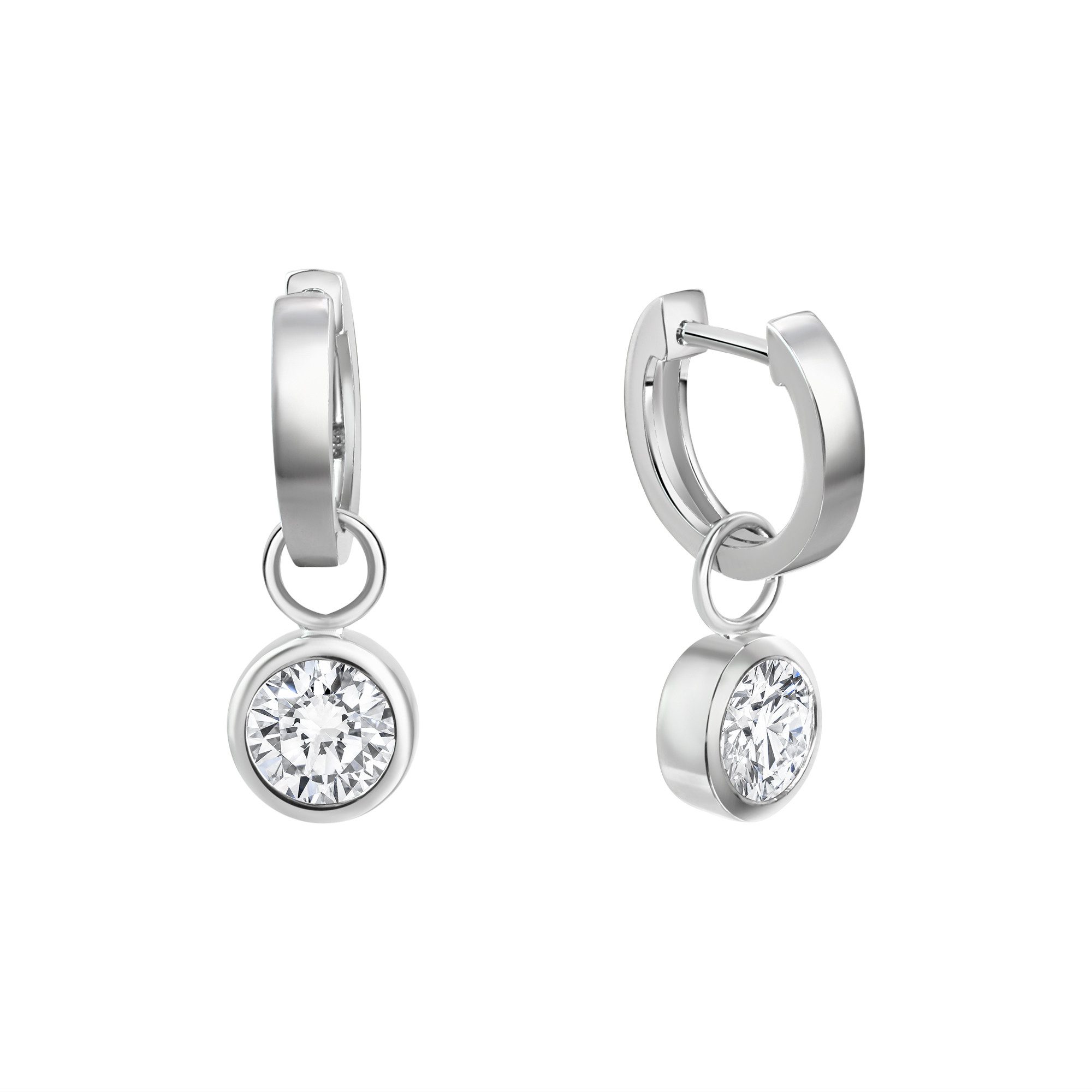 Paar Creolen 925/- Sterling Silber rhodiniert Zirkonia