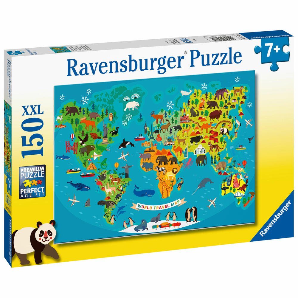 Puzzle Ravensburger Tierische Puzzleteile Weltkarte,