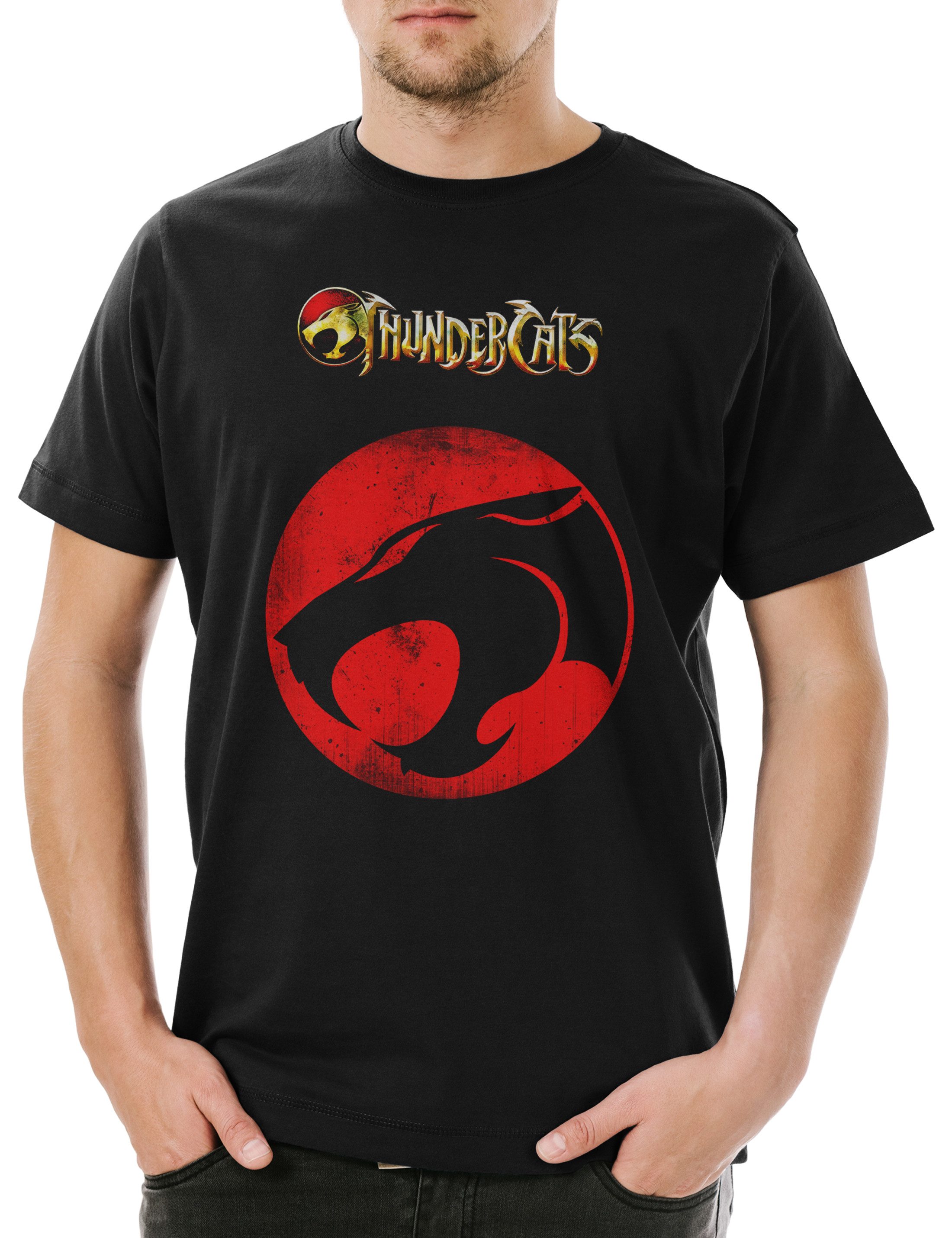 Urban Backwoods Print-Shirt Vintage Mechanic Cat Logo Herren T-Shirt Thundera Kult Thundercats (1-tlg) Comic Cartoon TV Series