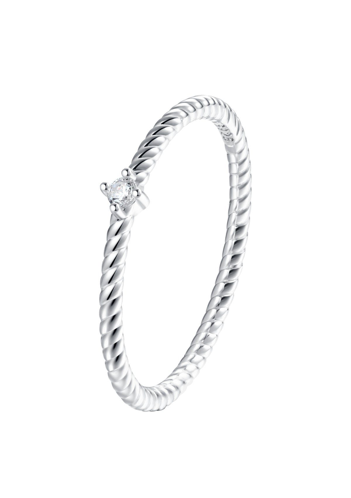 Hey Happiness Fingerring Zirkonia Solitär gedreht, günstig online kaufen