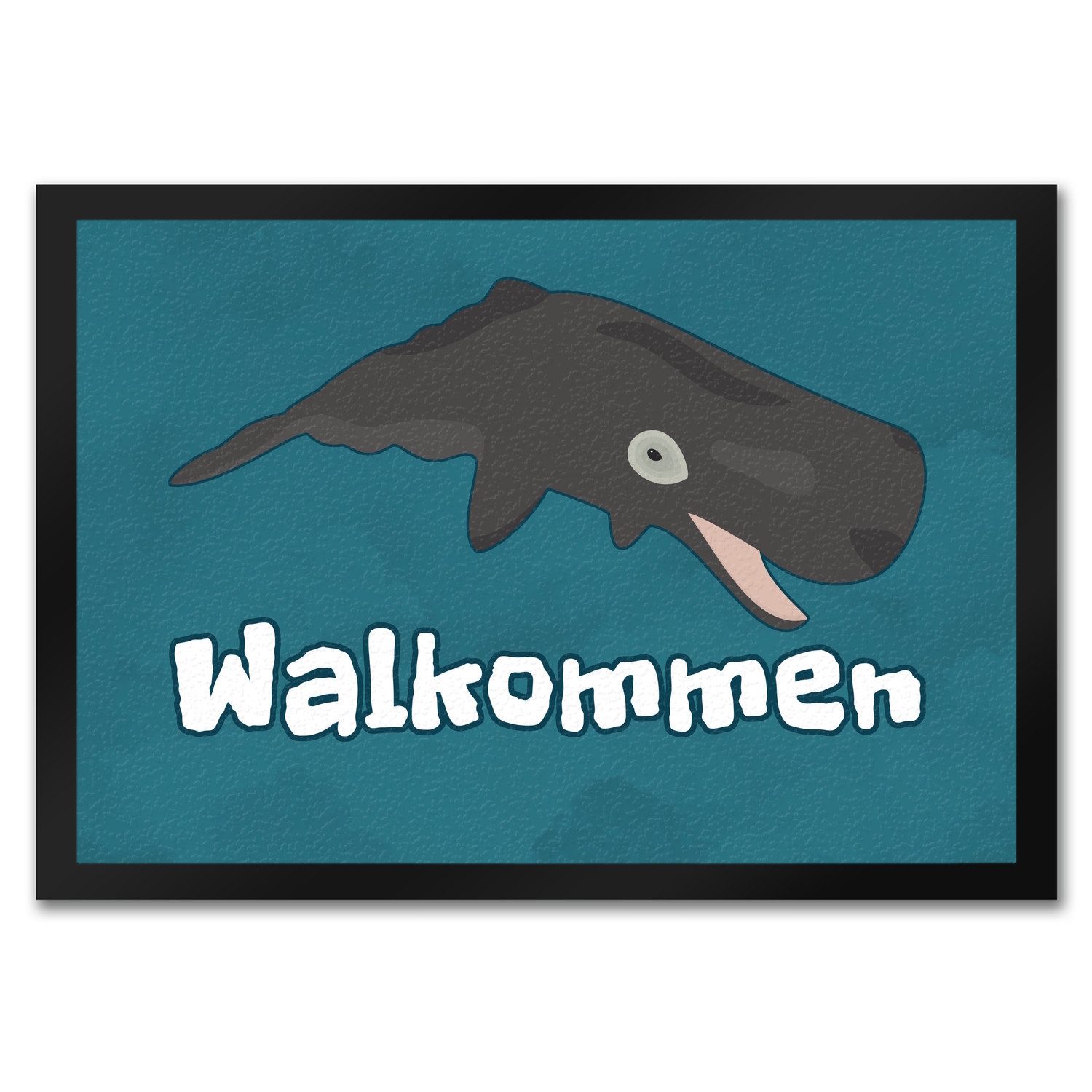 Fußmatte Pottwal Fußmatte in 35x50 cm mit Ozeanmotiv und Spruch Walkommen