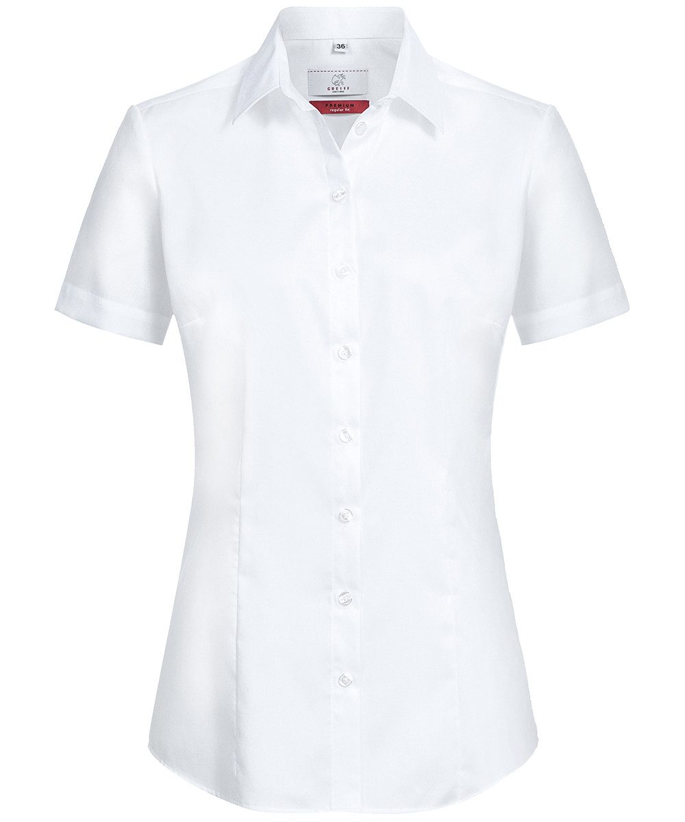 GREIFF Kurzarmbluse Greiff Corporate Bluse PREMIUM Damen OEKO TEX® Bügelfrei Weiß