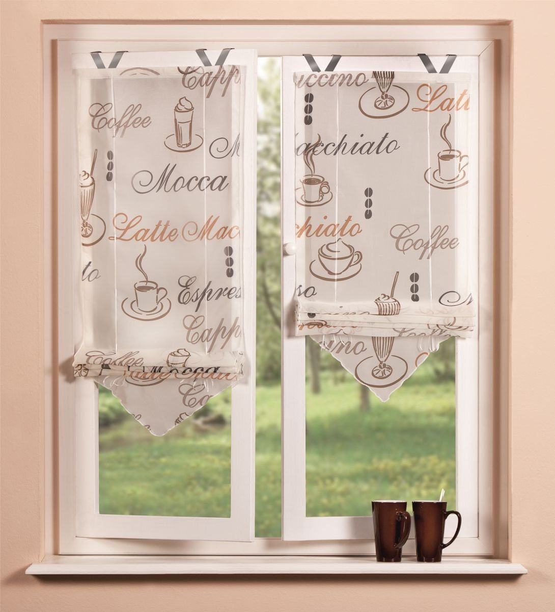 Rollo Home Wohnideen Bändchenrollo Voile Bedruckt 1 teilig 140 x 80 cm Crem günstig online kaufen