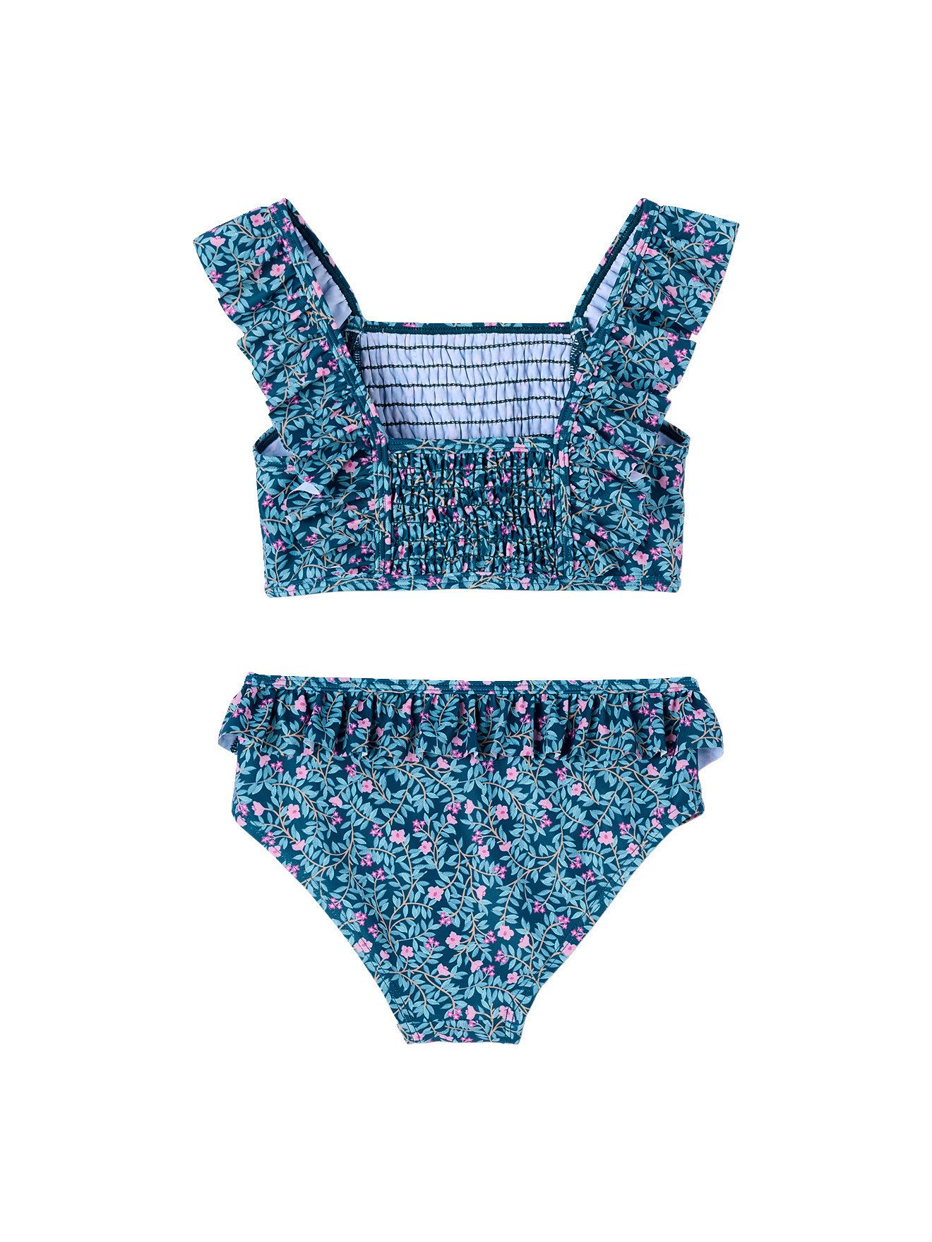 vertbaudet Badeanzug Bikini mit Volants und Blümchen Mädchen