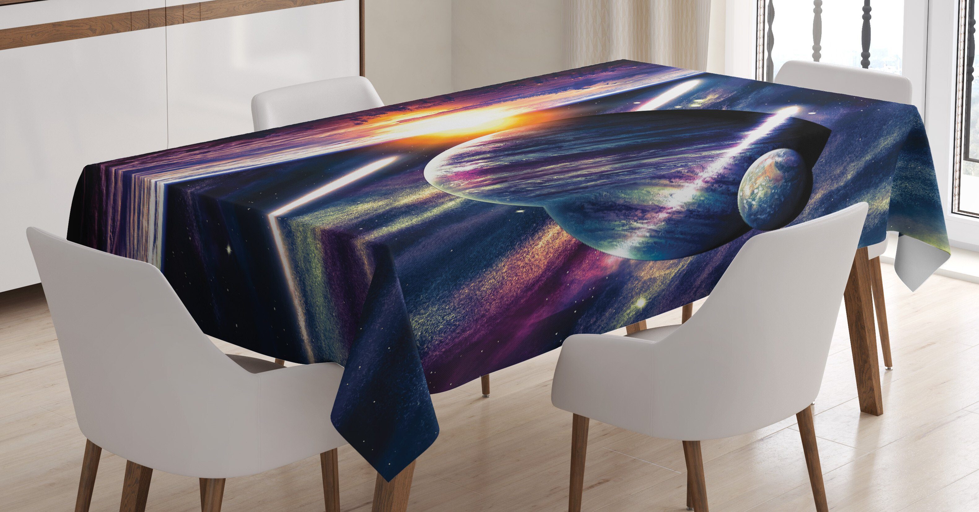 Abakuhaus Tischdecke Farbfest Waschbar Für den Außen Bereich geeignet Klare Farben, Galaxis Planet Erde Stardust