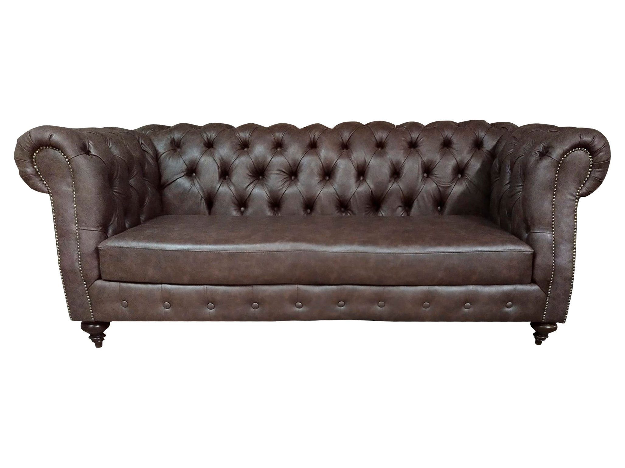 Sofa Chesterfield 3-Sitzer Sofa Echtleder Couch Braun Möbel