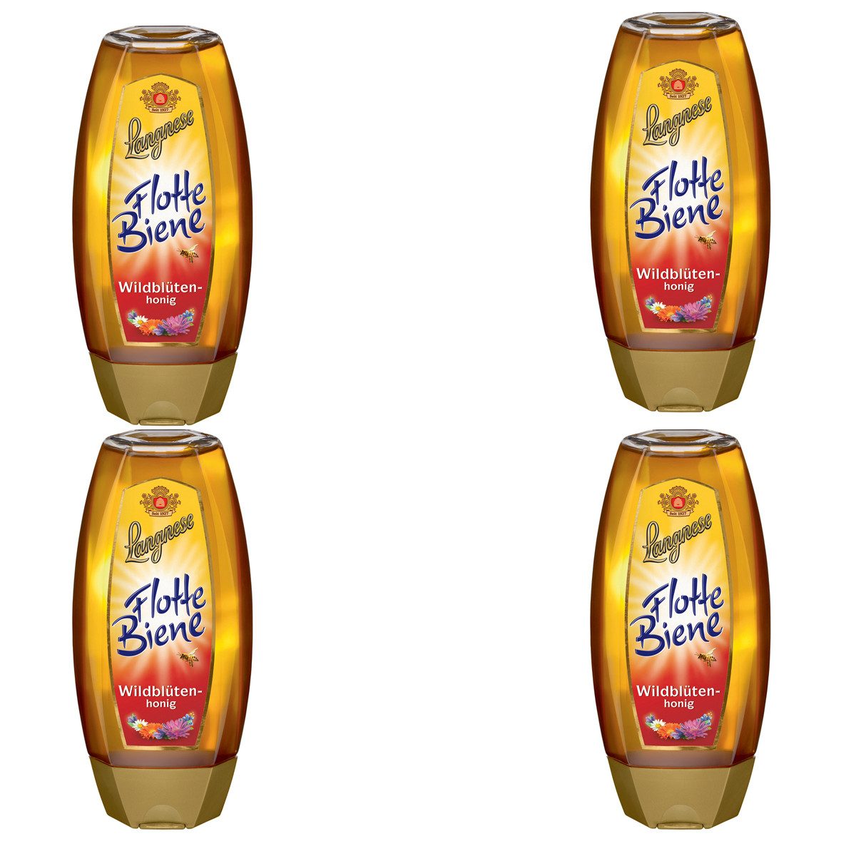 Langnese Honig, Langnese Flotte Biene Wildblütenhonig gehaltvoll 500g 4er Pack